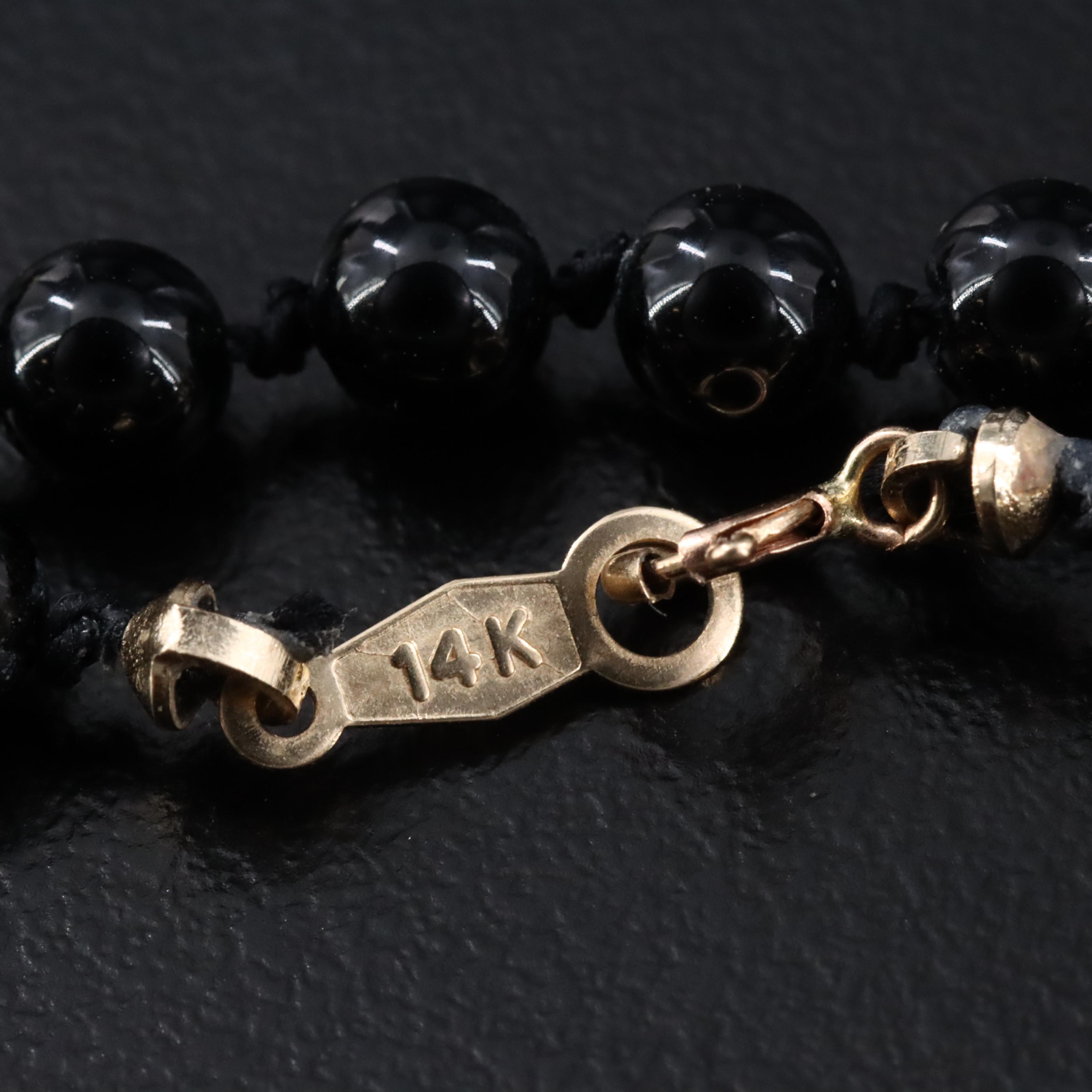 14K Black Onyx Bead Necklace