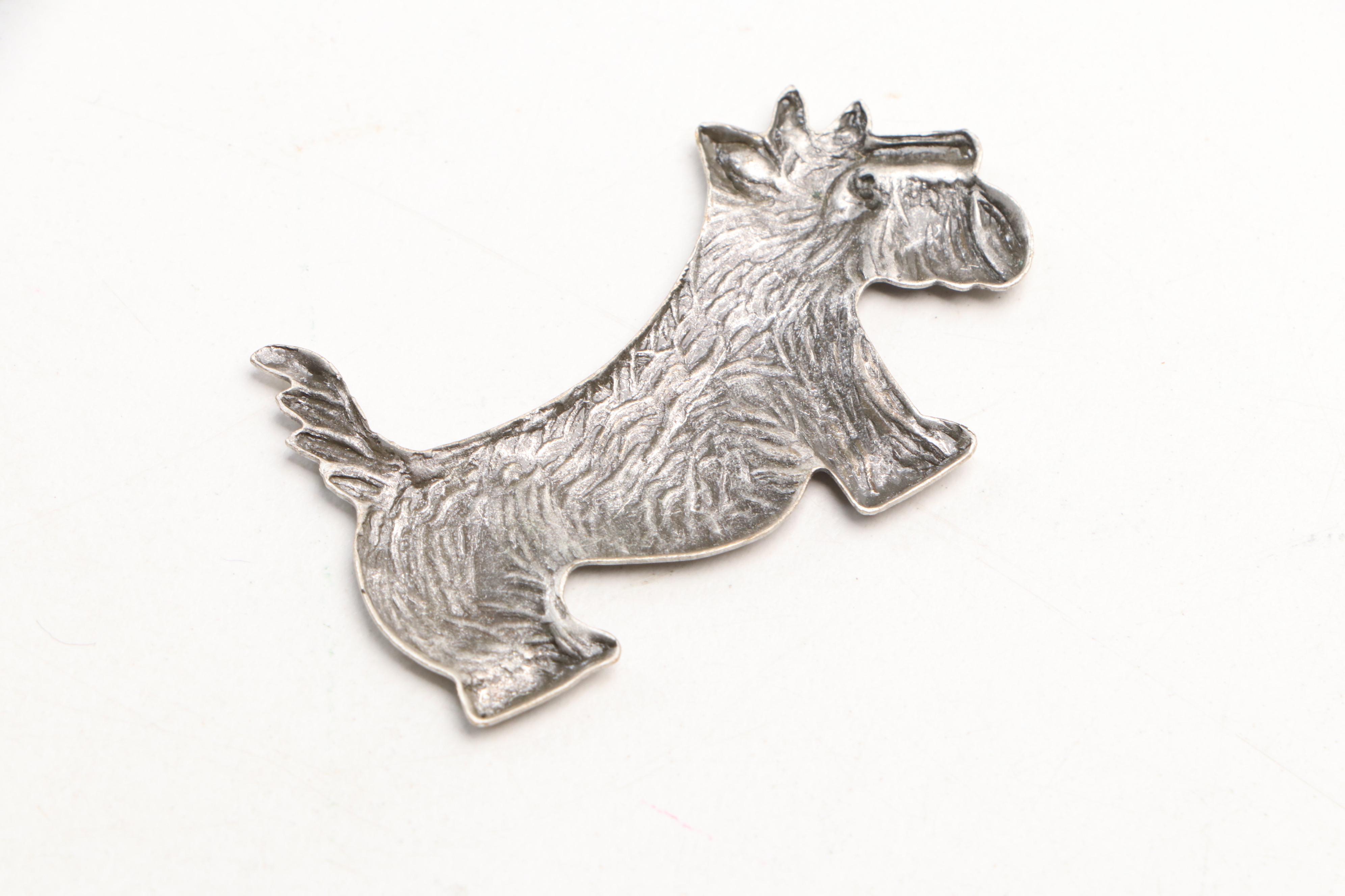 Art Deco Style Metal Scottie Dog Figurines and Tokens