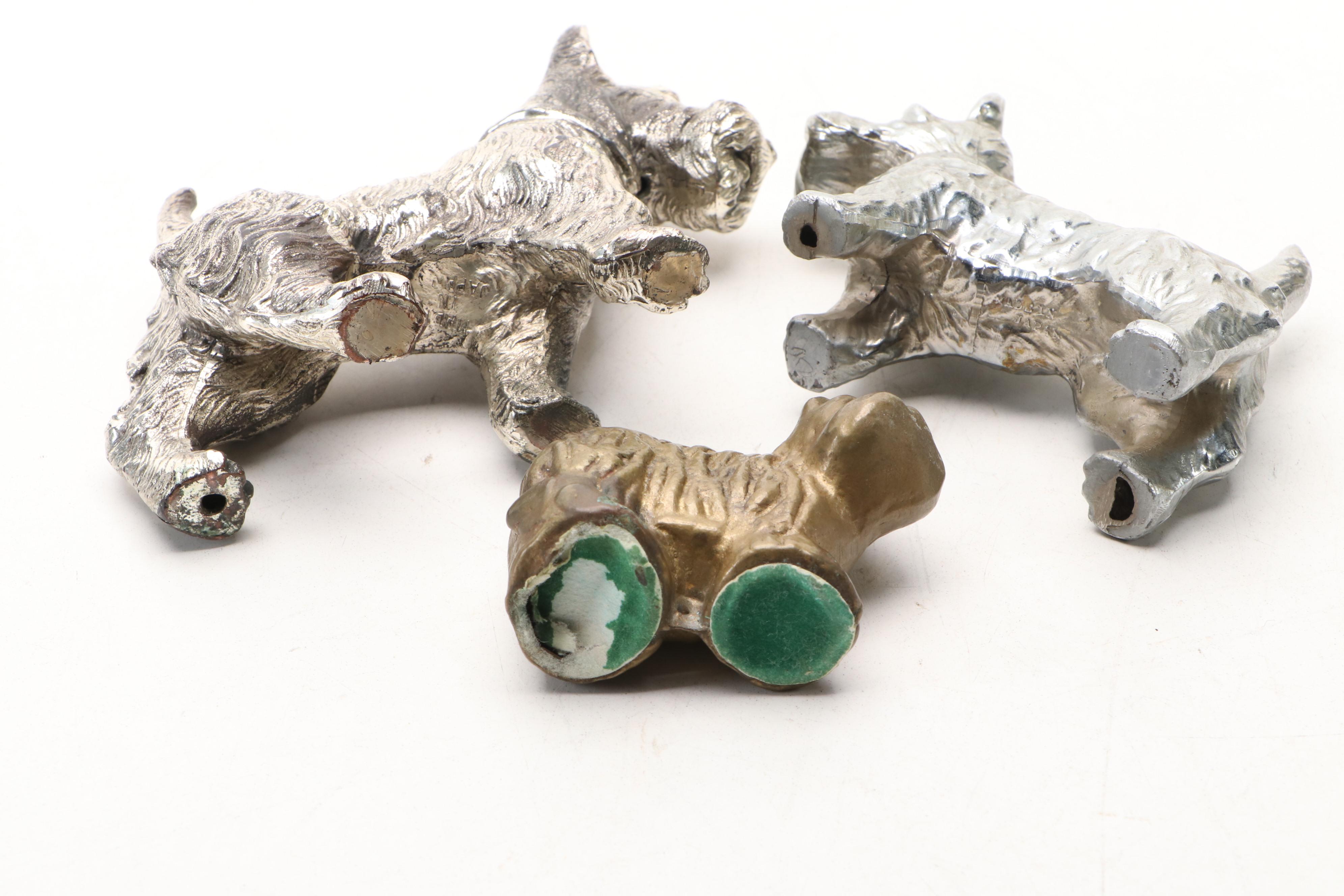 Art Deco Style Metal Scottie Dog Figurines and Tokens
