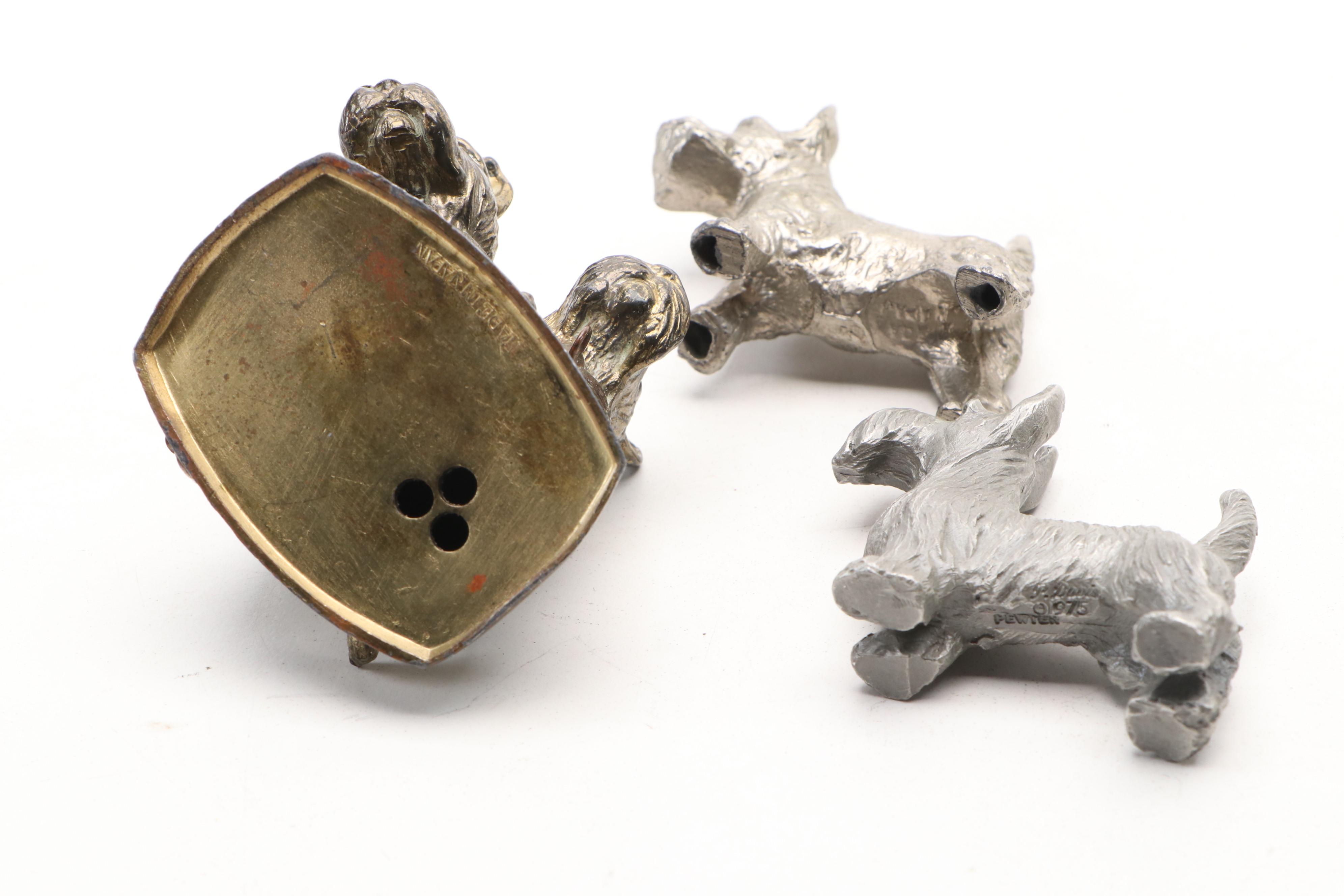 Art Deco Style Metal Scottie Dog Figurines and Tokens