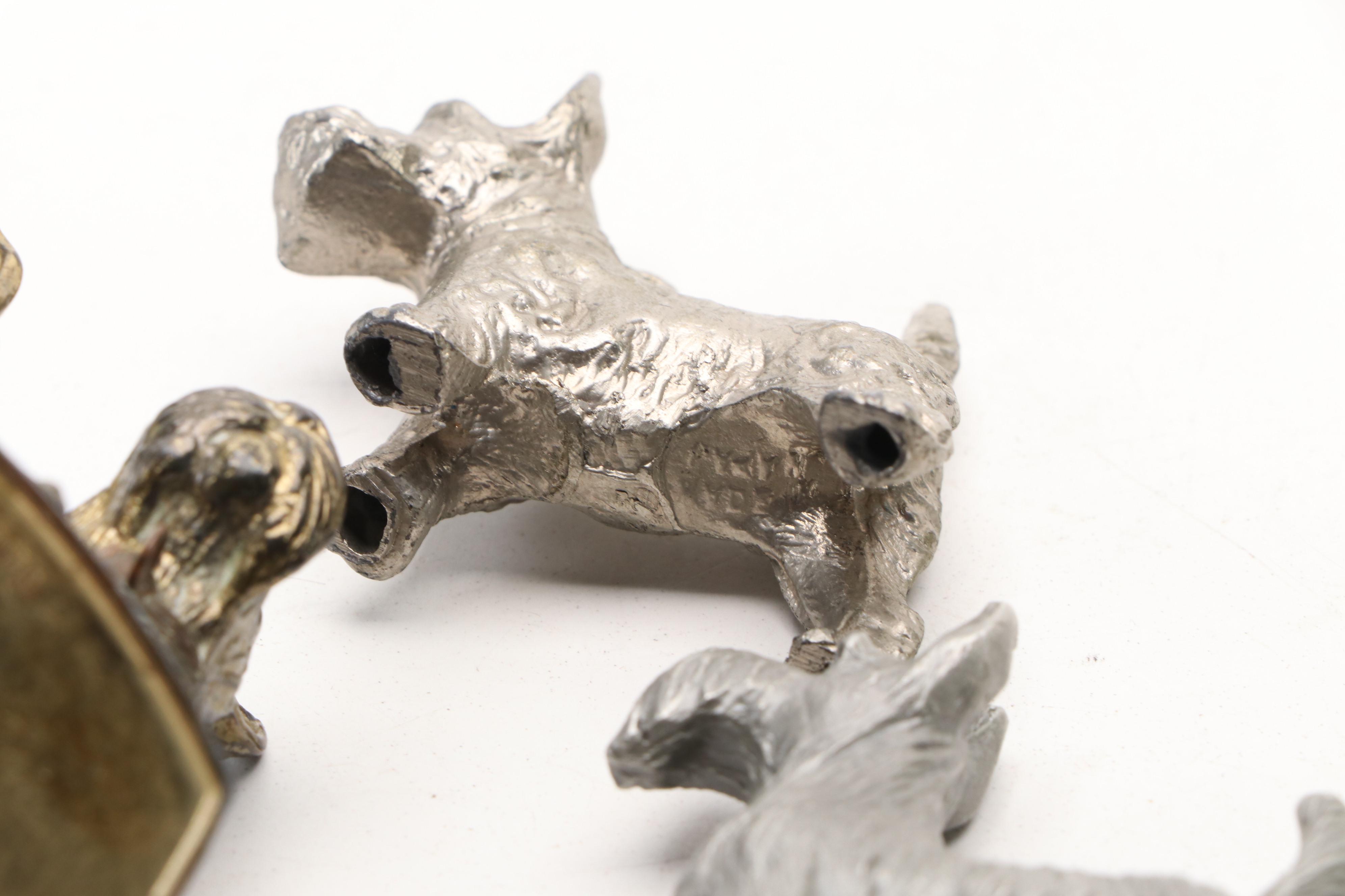 Art Deco Style Metal Scottie Dog Figurines and Tokens