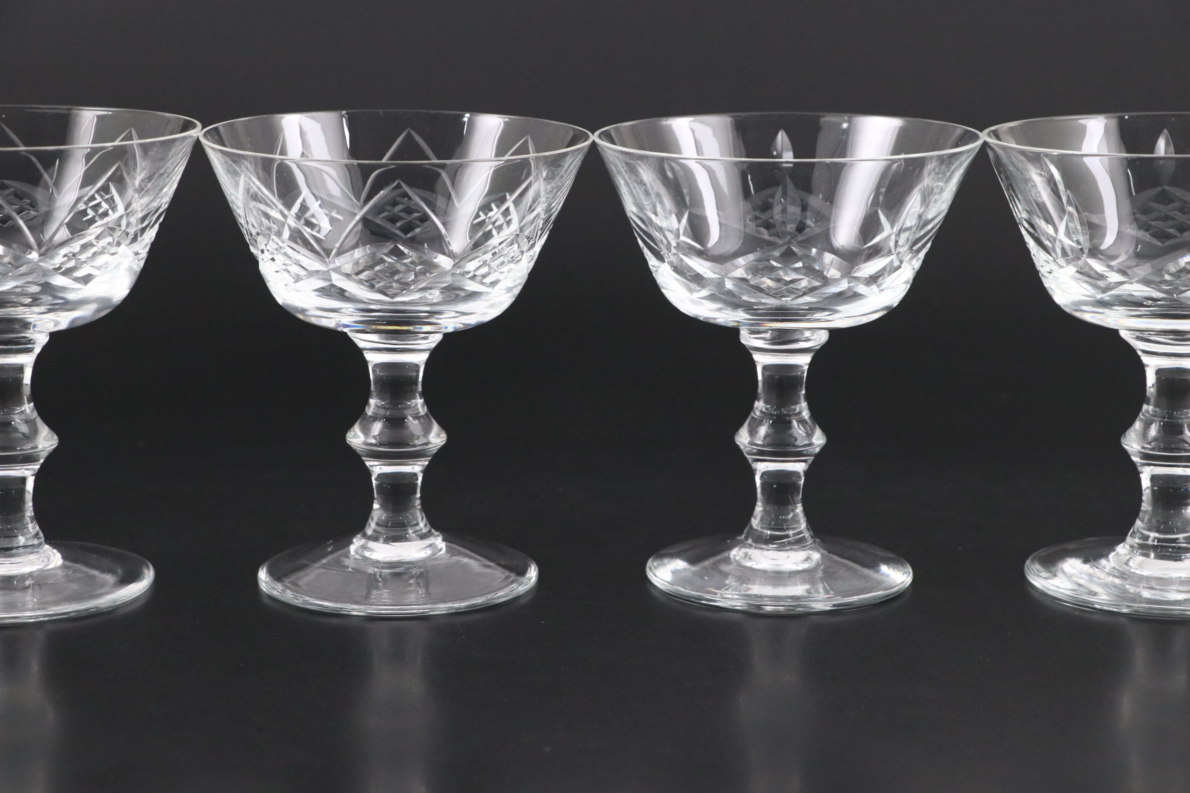 Diamond Patterned Glass Champagne Coupes
