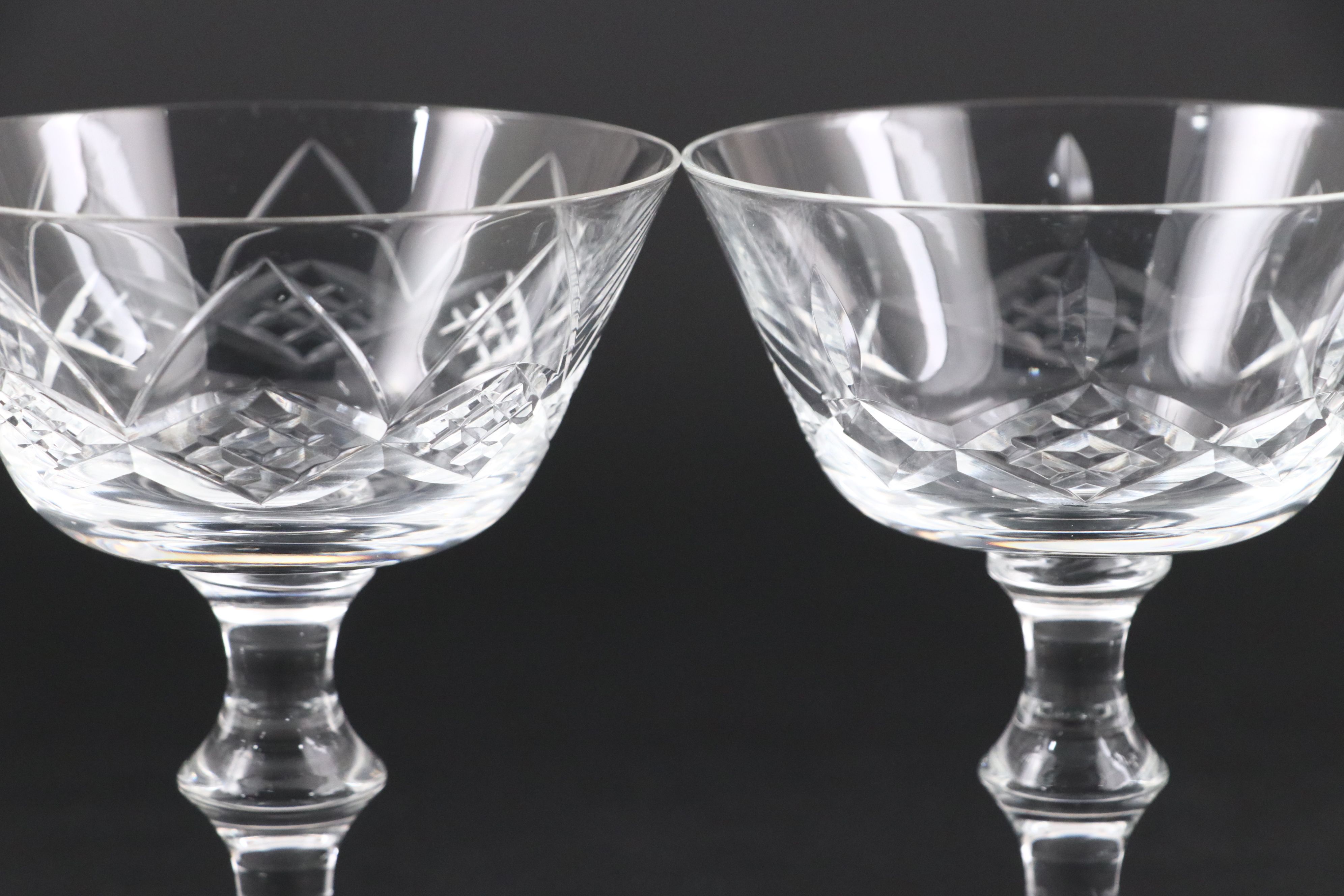 Diamond Patterned Glass Champagne Coupes