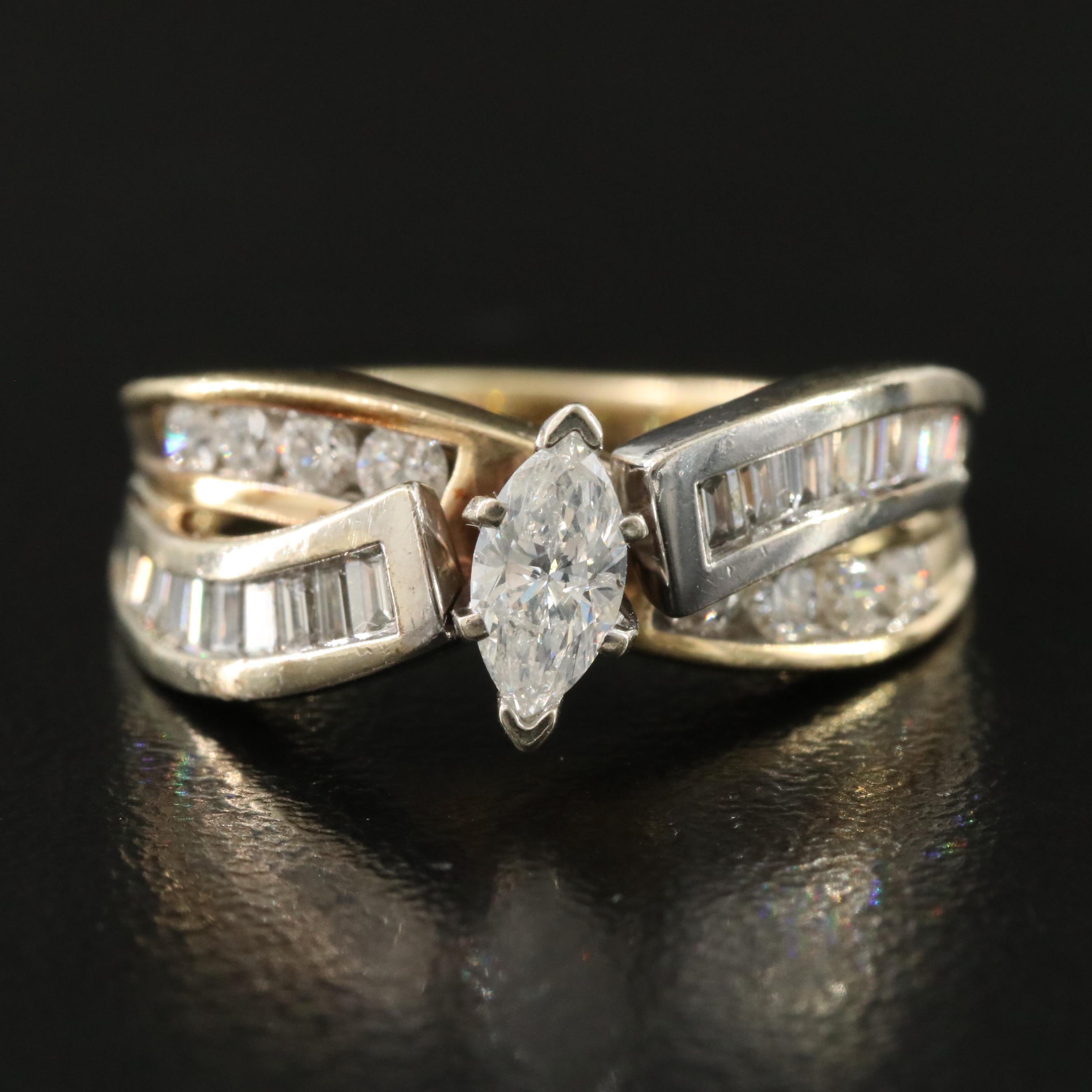 14K 0.78 CTW Diamond Crossover Ring