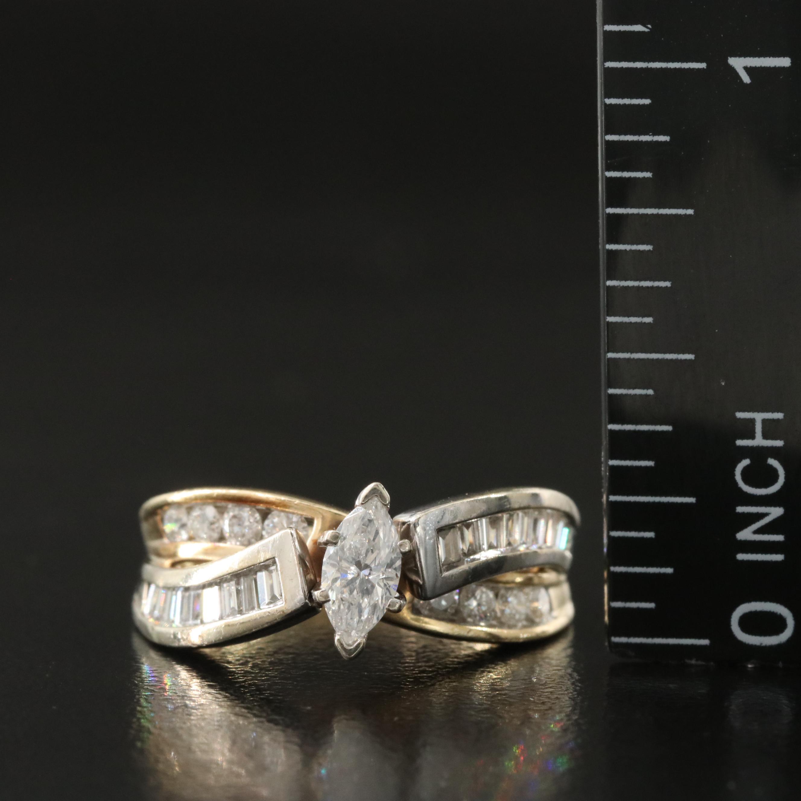 14K 0.78 CTW Diamond Crossover Ring