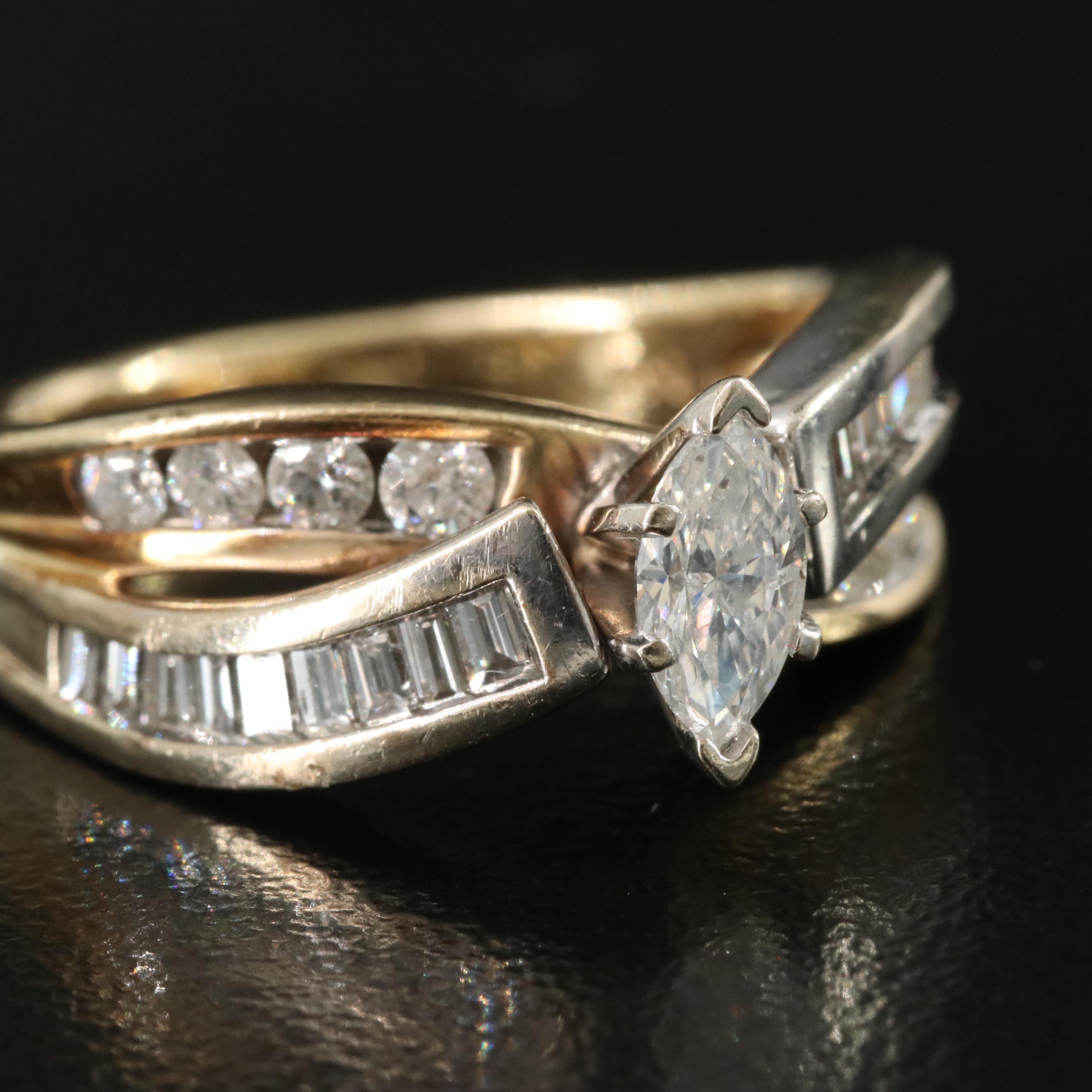 14K 0.78 CTW Diamond Crossover Ring