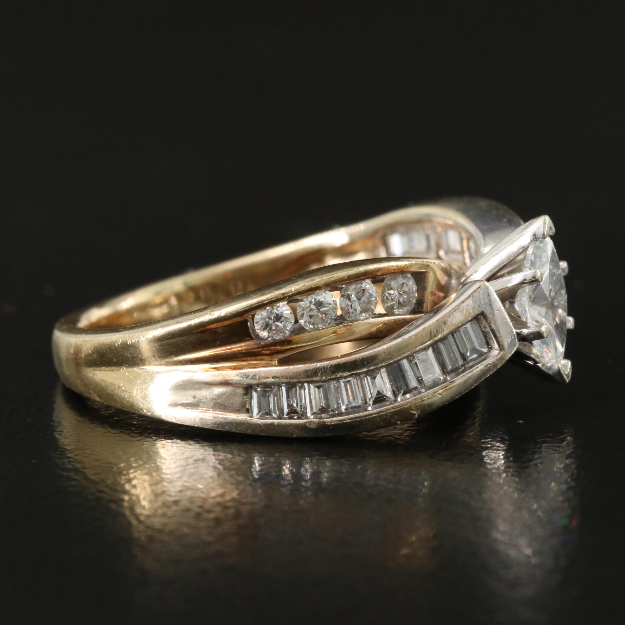 14K 0.78 CTW Diamond Crossover Ring