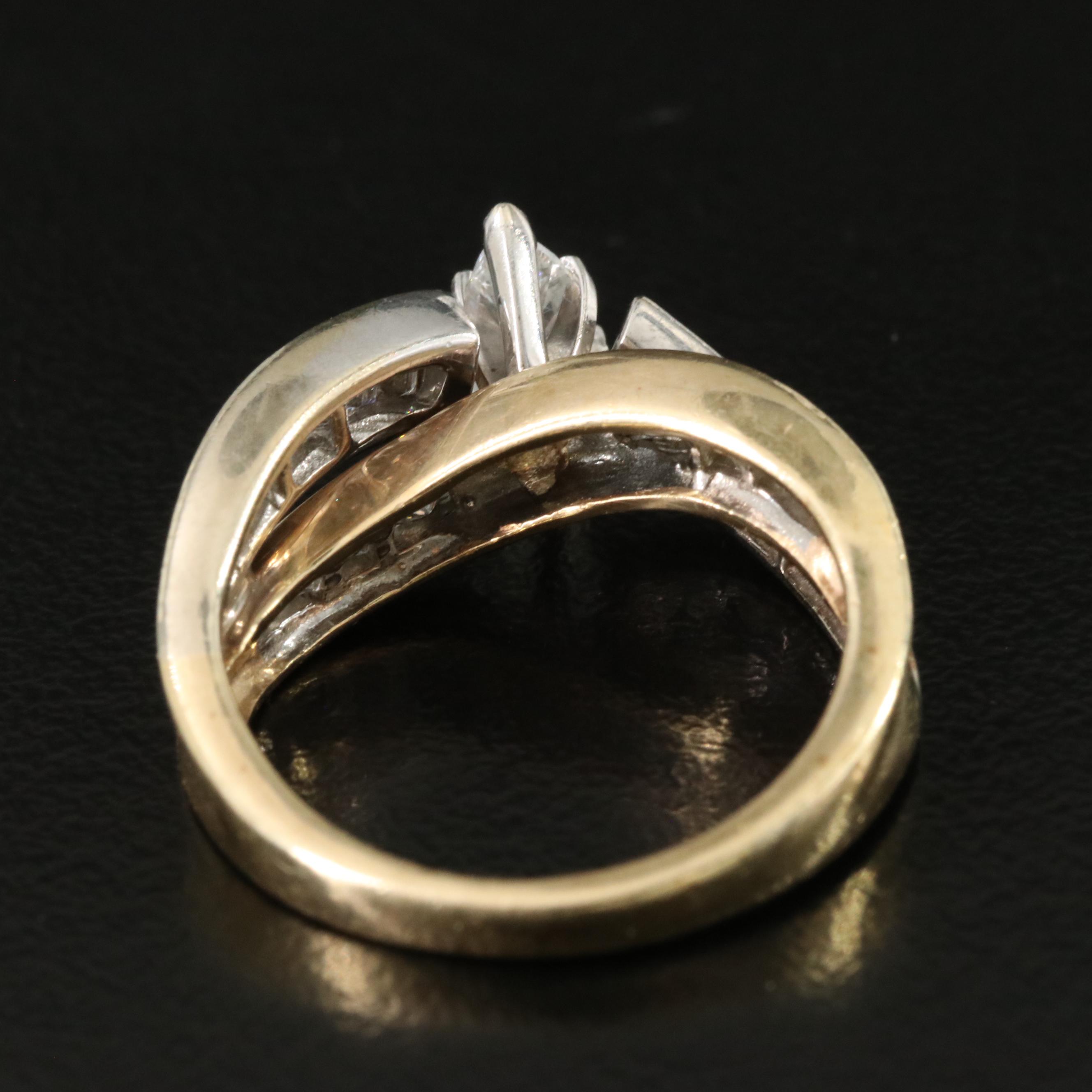 14K 0.78 CTW Diamond Crossover Ring