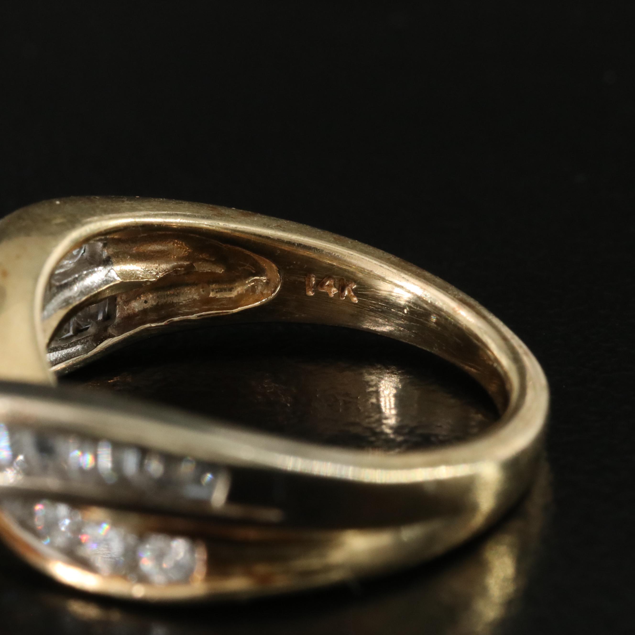 14K 0.78 CTW Diamond Crossover Ring