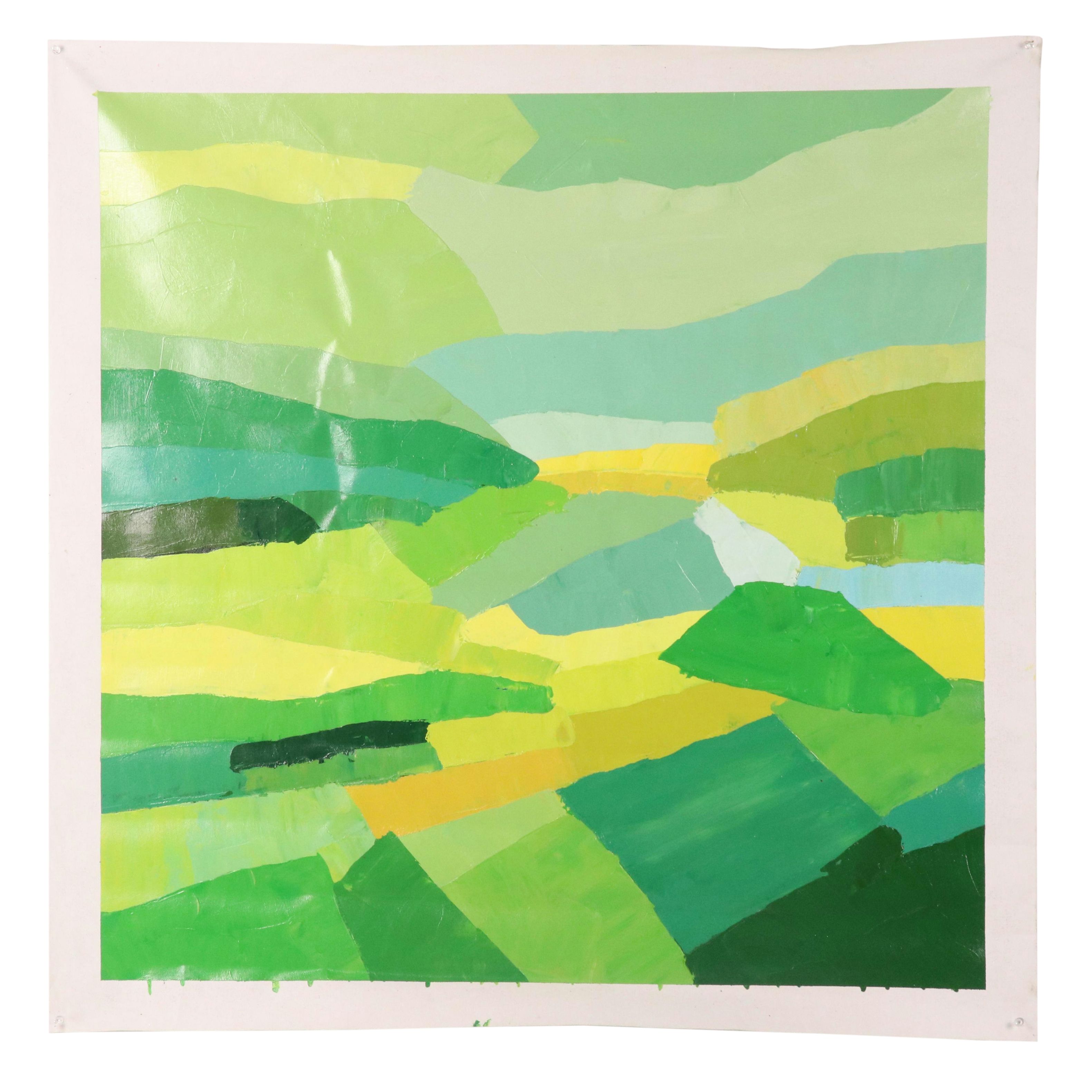 Zheng Stylized Landscape Oil Painting, 21st Century