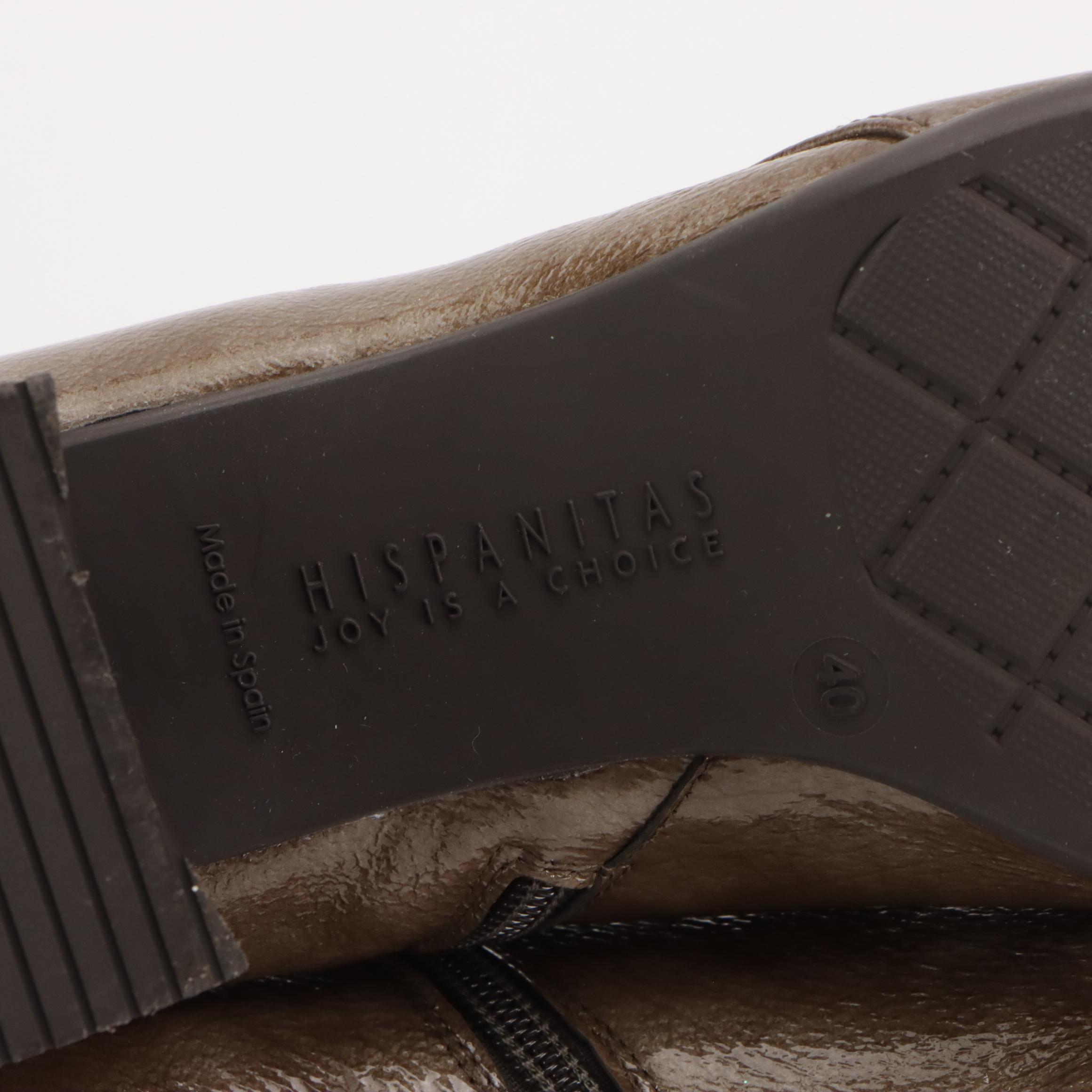 Hispanitas Block Heel Bee Booties in Crinkled Patent Leather, With Box