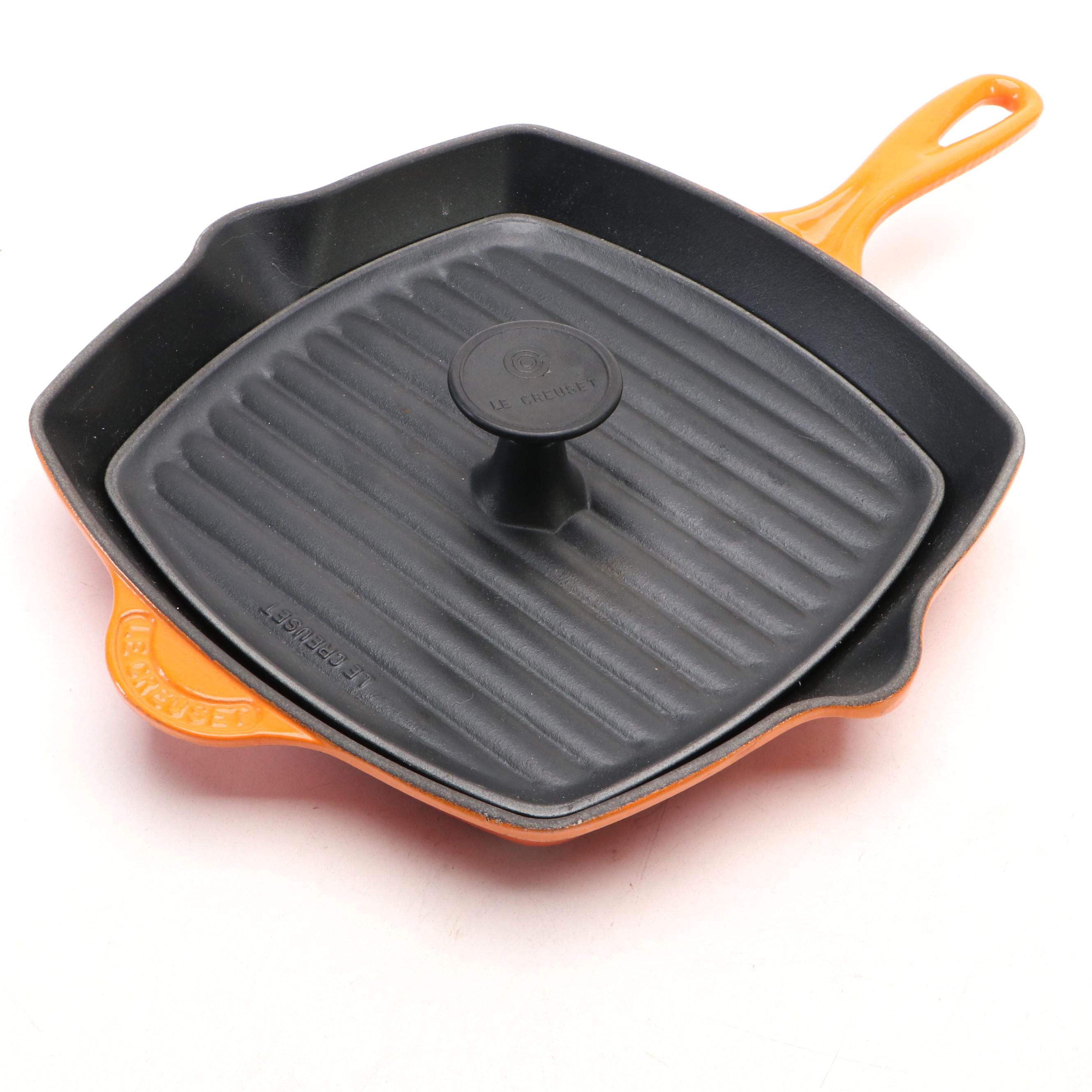 Le Creuset Enameled Cast Iron Grill Pan and Press