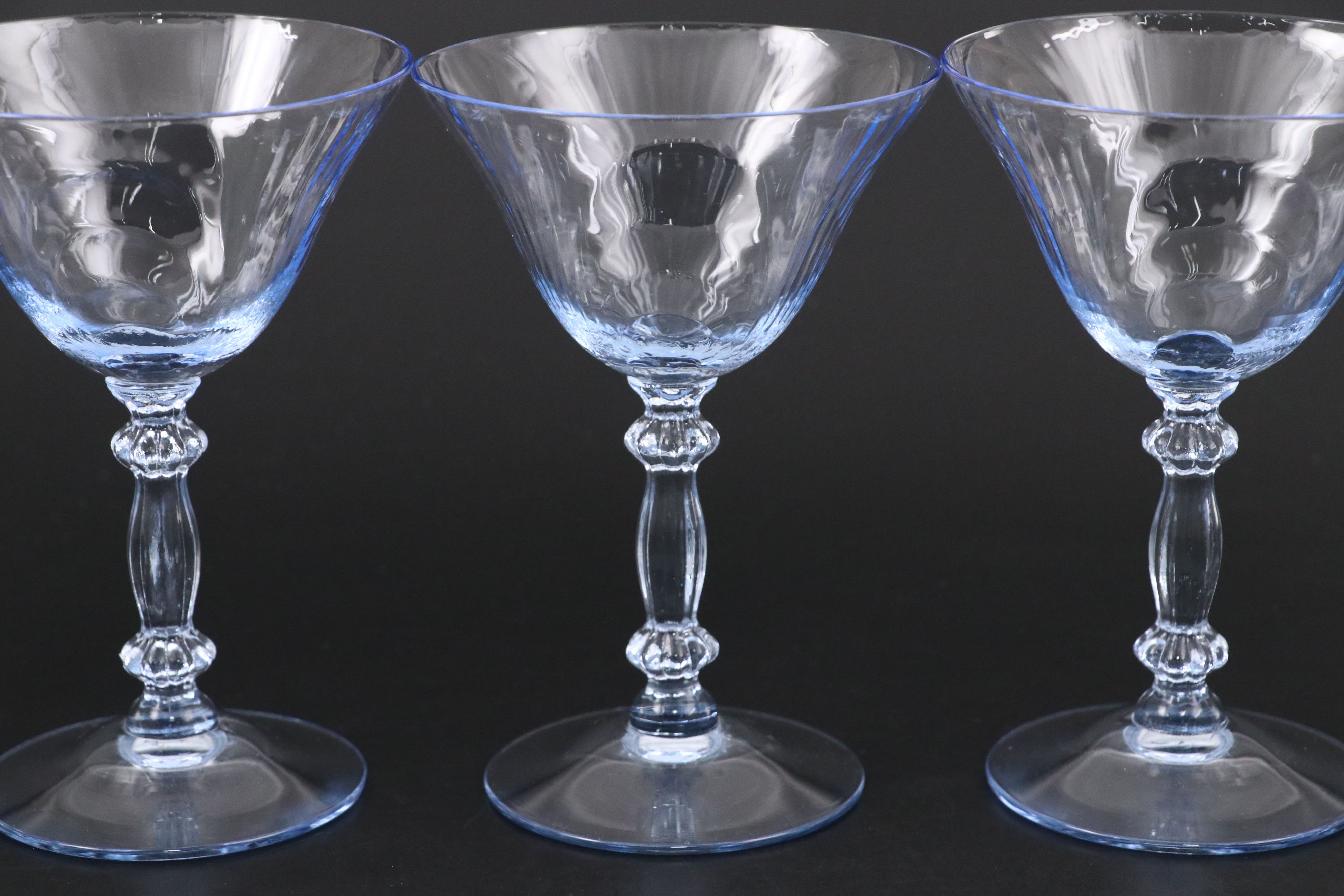 Cambridge "Caprice Moonlight Blue" Glass Coupes, Early to Mid-20th C.