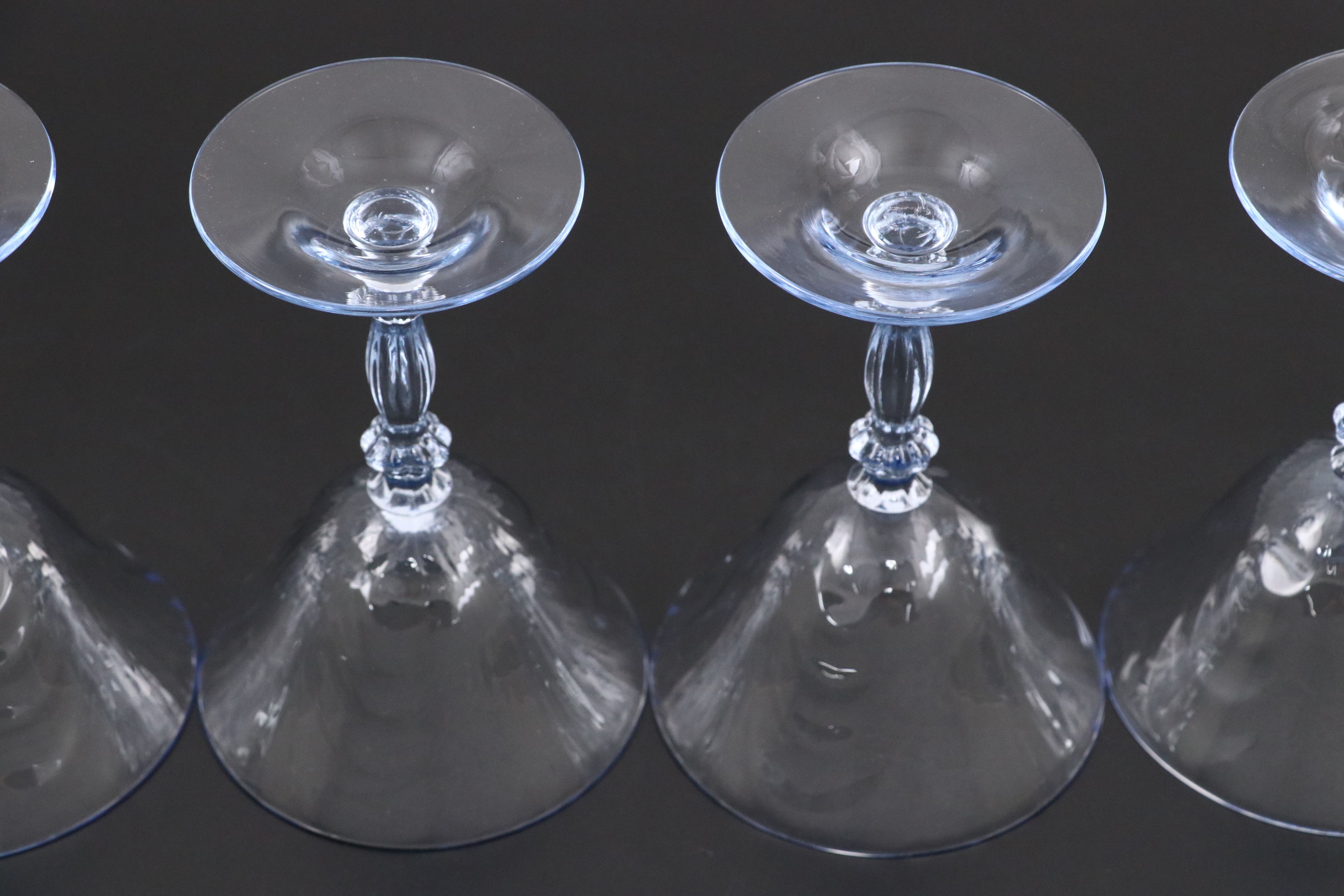 Cambridge "Caprice Moonlight Blue" Glass Coupes, Early to Mid-20th C.