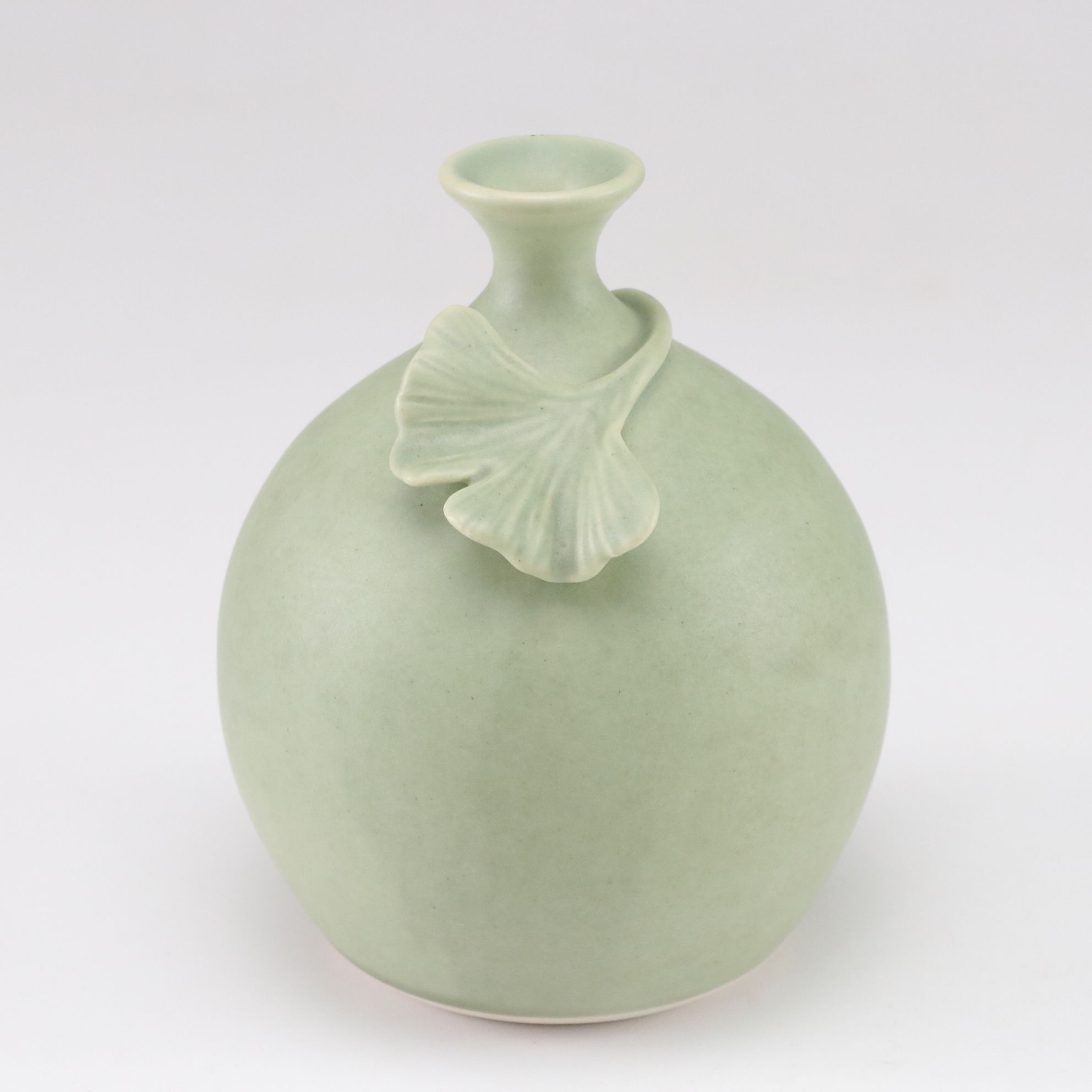 Linda Michalek "Ginkgo" Green Matte Finish Bud Vase