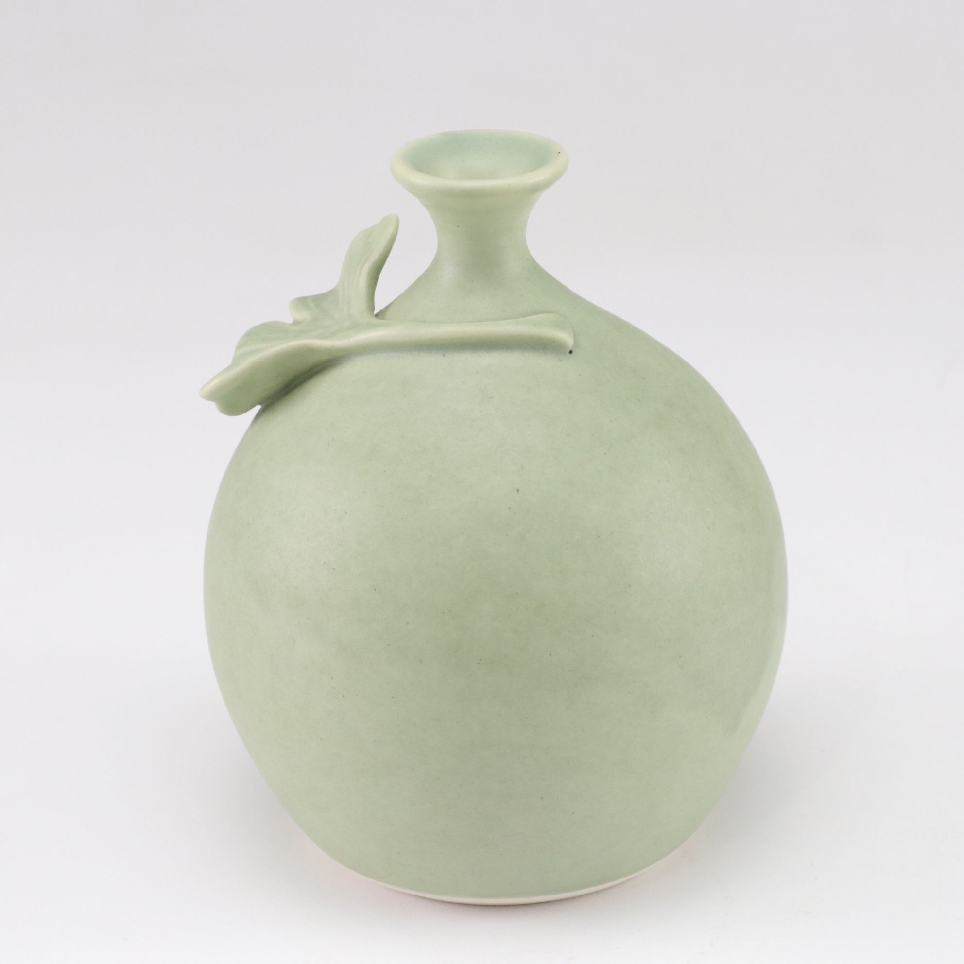 Linda Michalek "Ginkgo" Green Matte Finish Bud Vase
