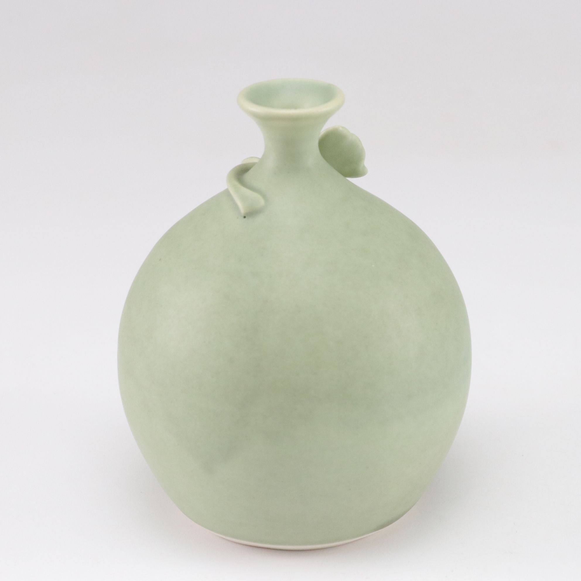 Linda Michalek "Ginkgo" Green Matte Finish Bud Vase