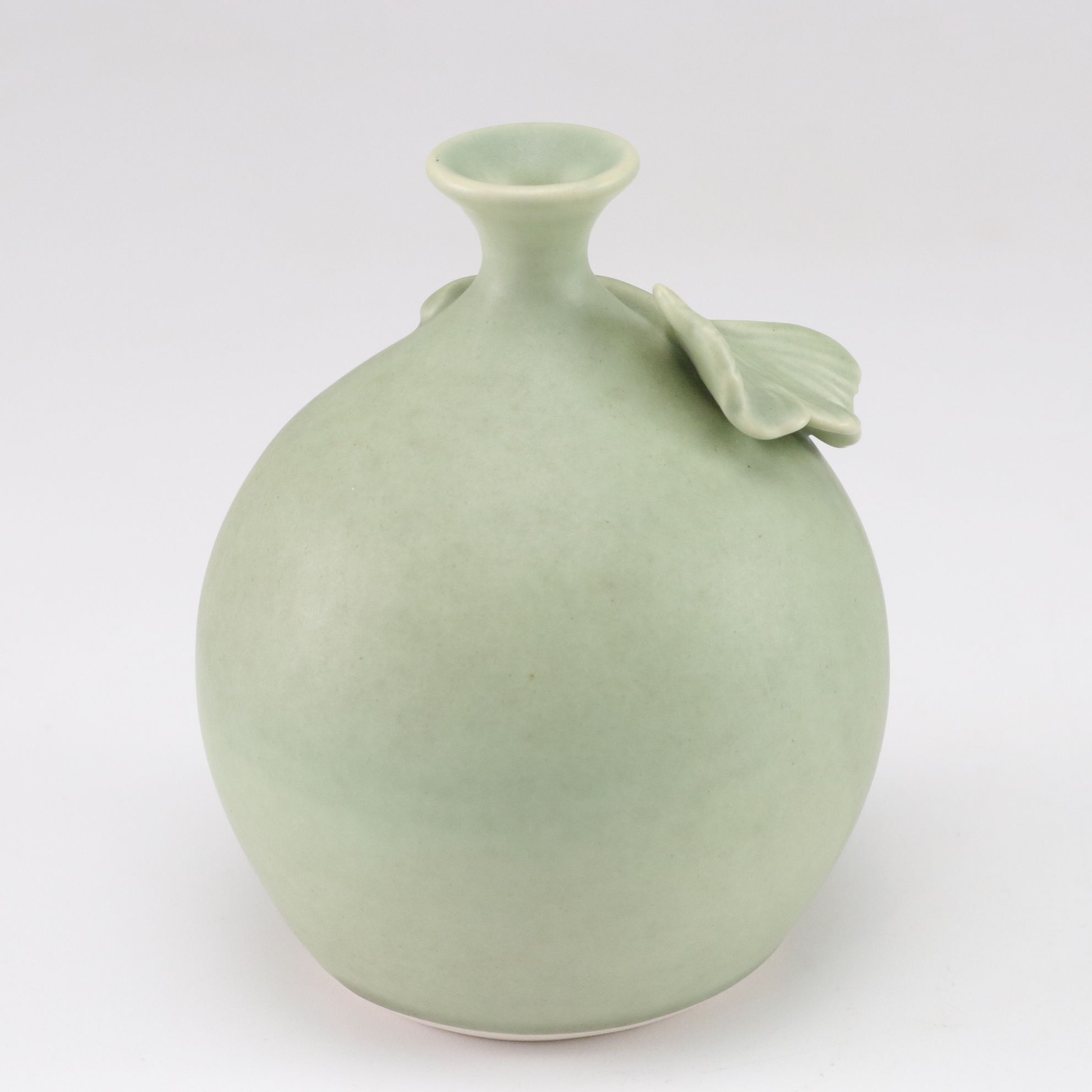 Linda Michalek "Ginkgo" Green Matte Finish Bud Vase
