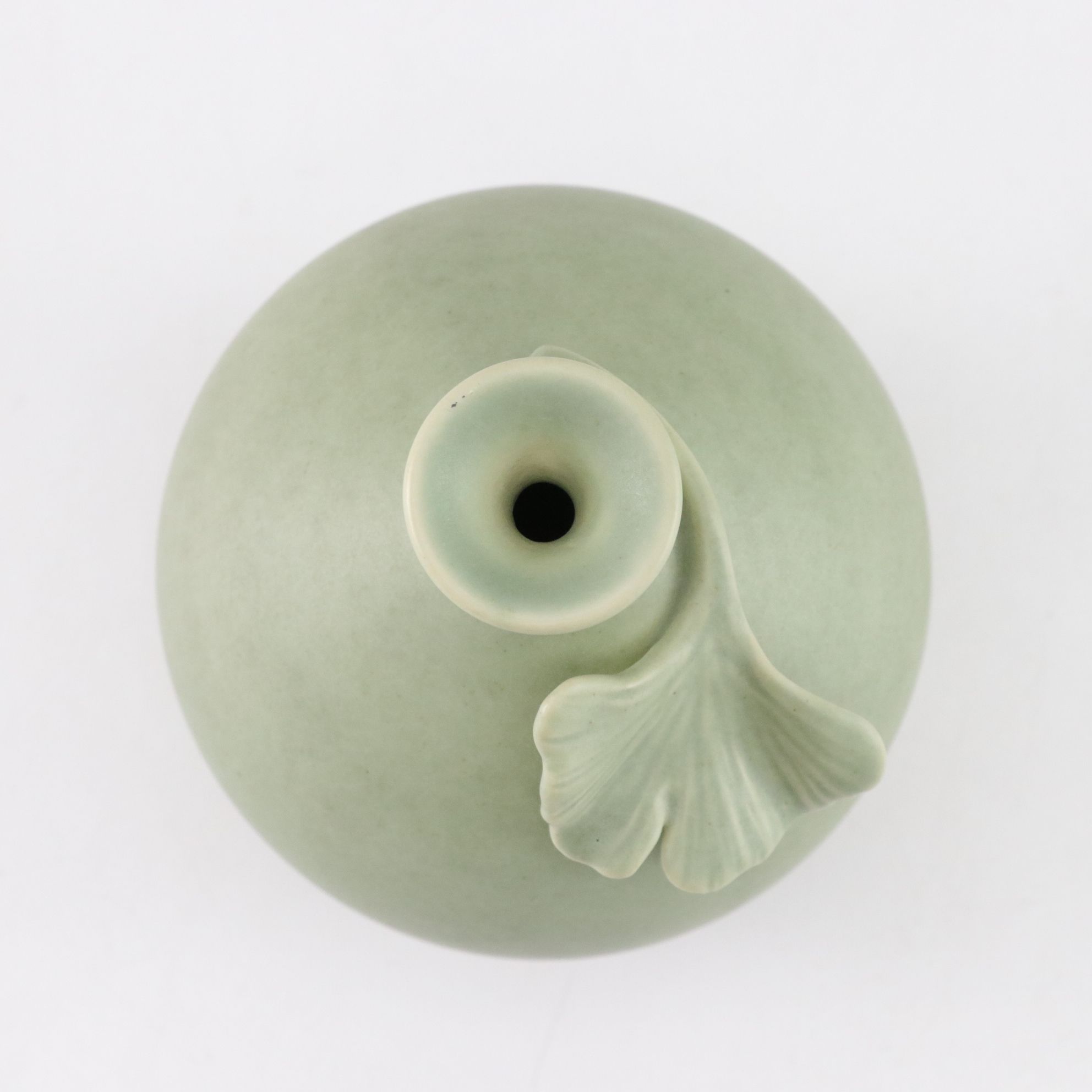 Linda Michalek "Ginkgo" Green Matte Finish Bud Vase