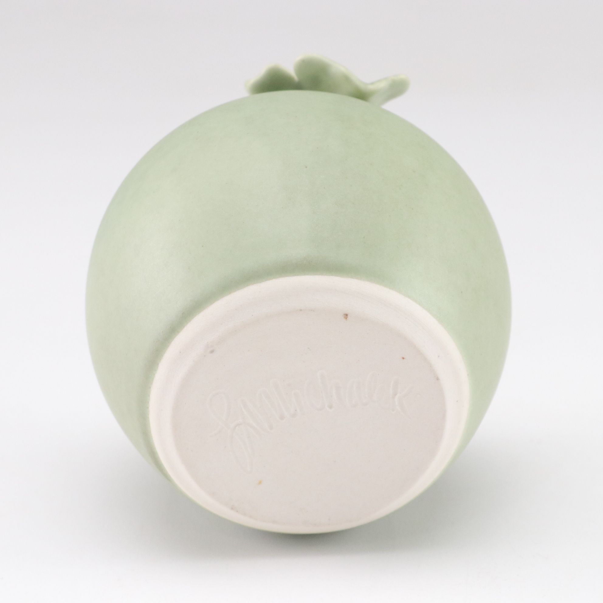 Linda Michalek "Ginkgo" Green Matte Finish Bud Vase