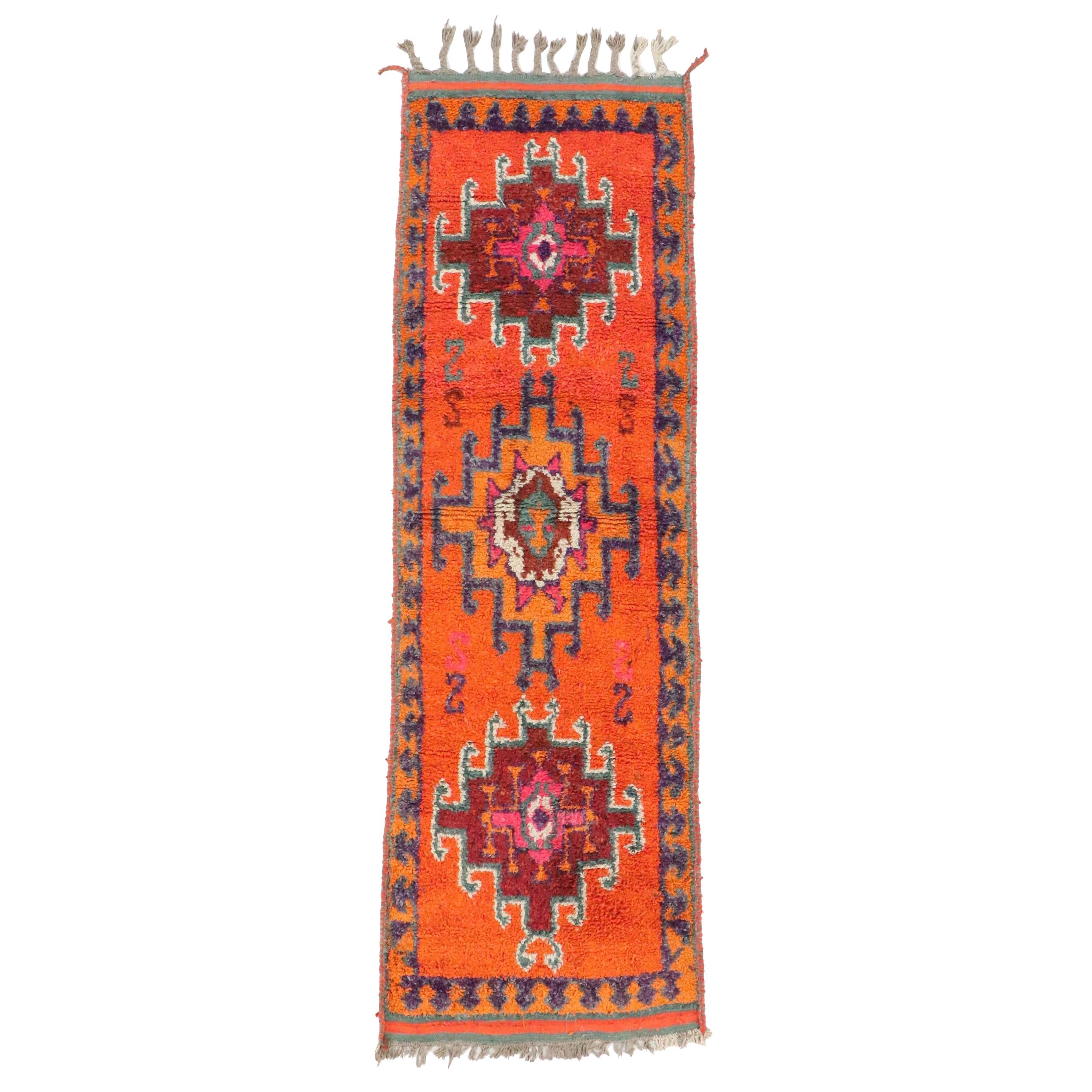 3'4 x 11'3 Hand-Knotted Moroccan Berber Long Rug