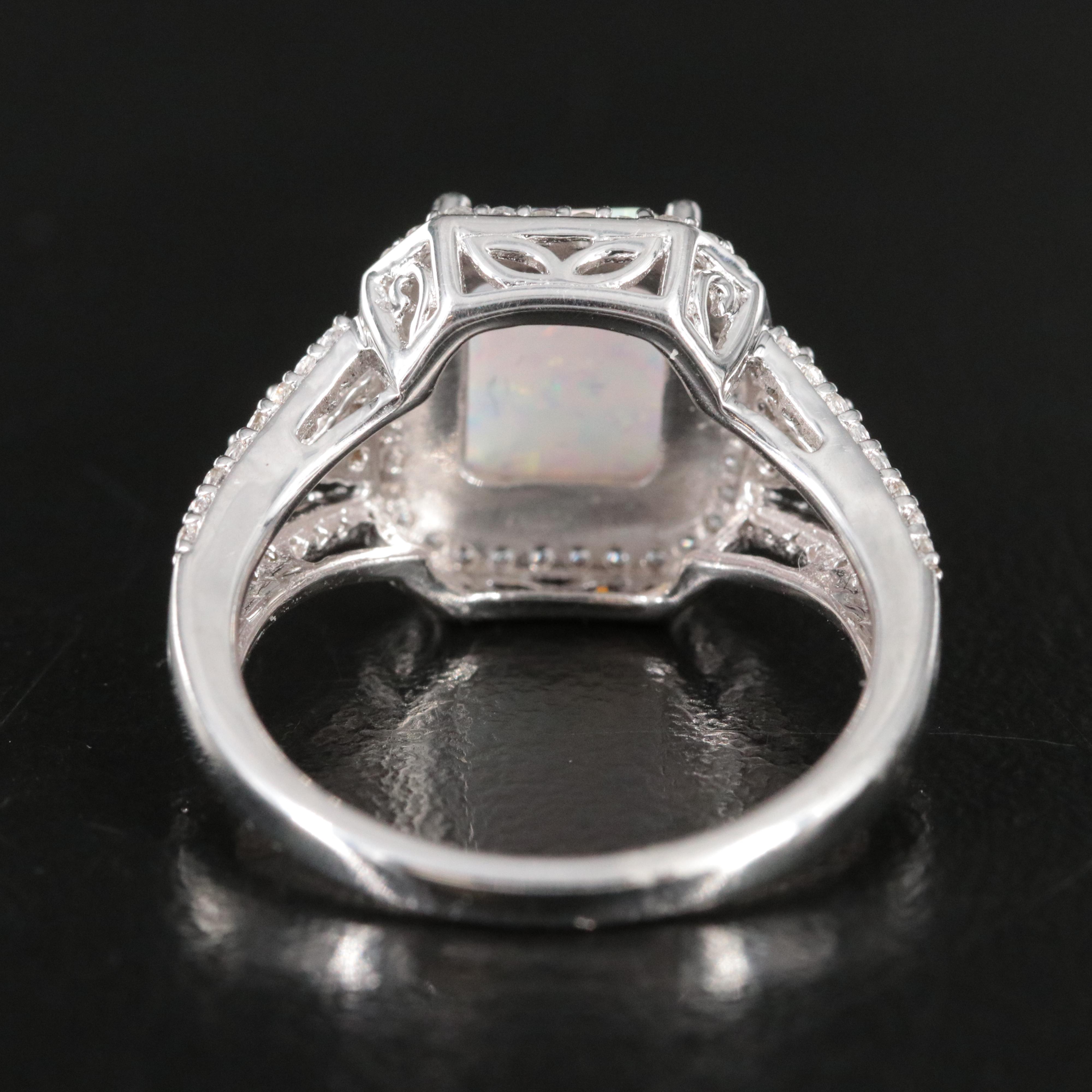 Sterling Opal and White Sapphire Ring