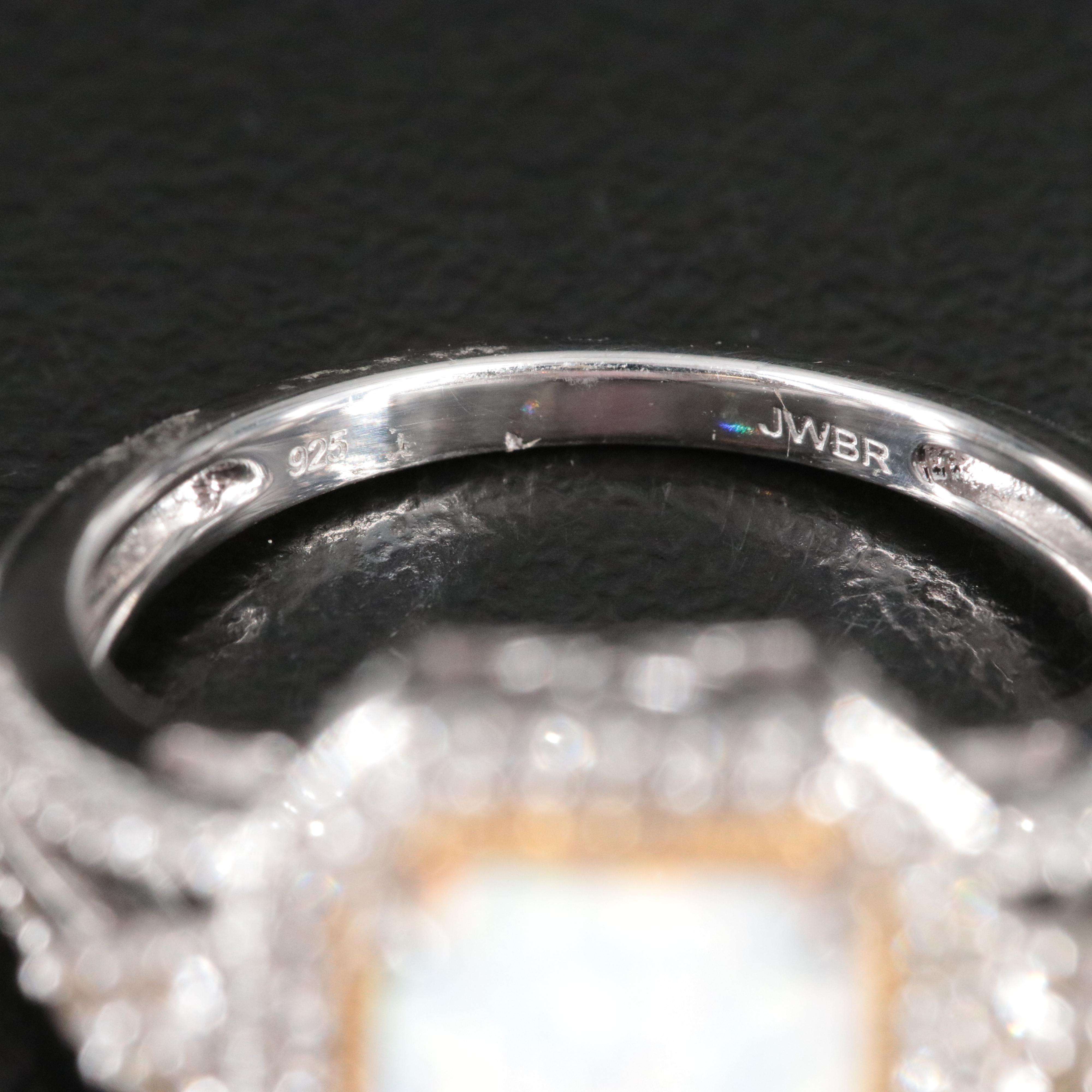 Sterling Opal and White Sapphire Ring