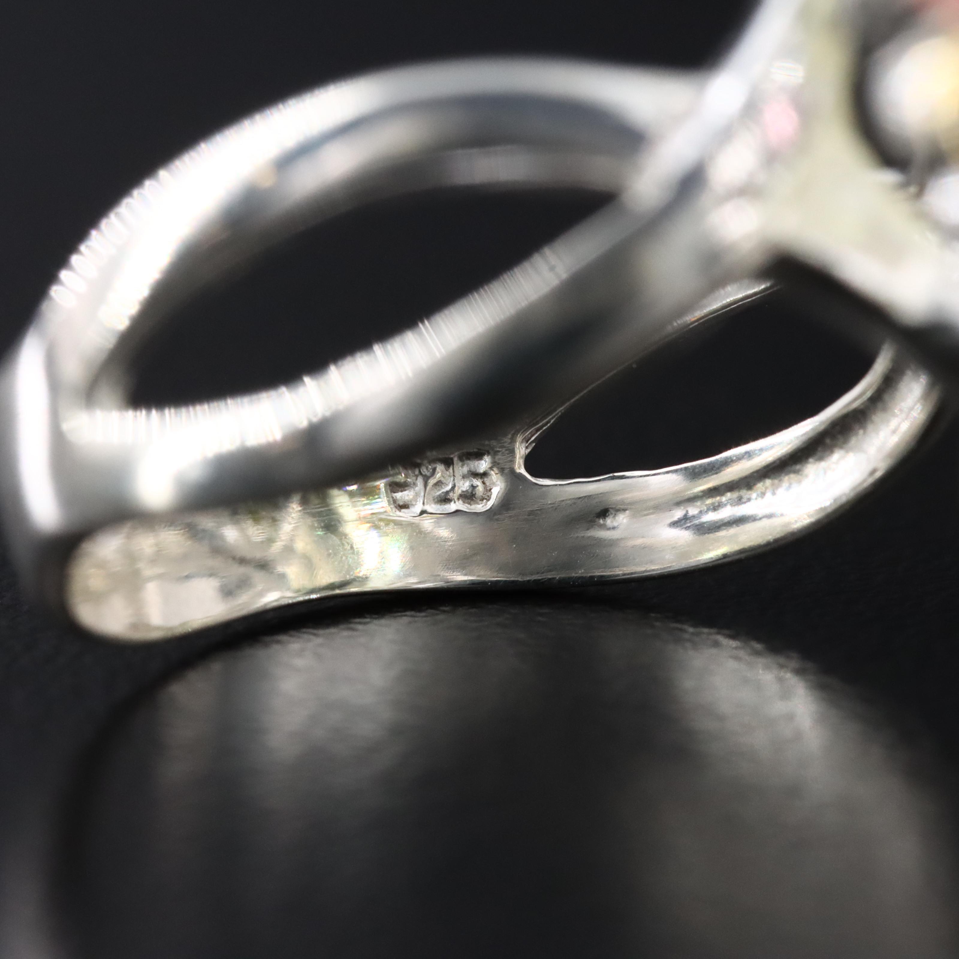 Sterling Citrine, Tourmaline and Rhodolite Garnet Ring