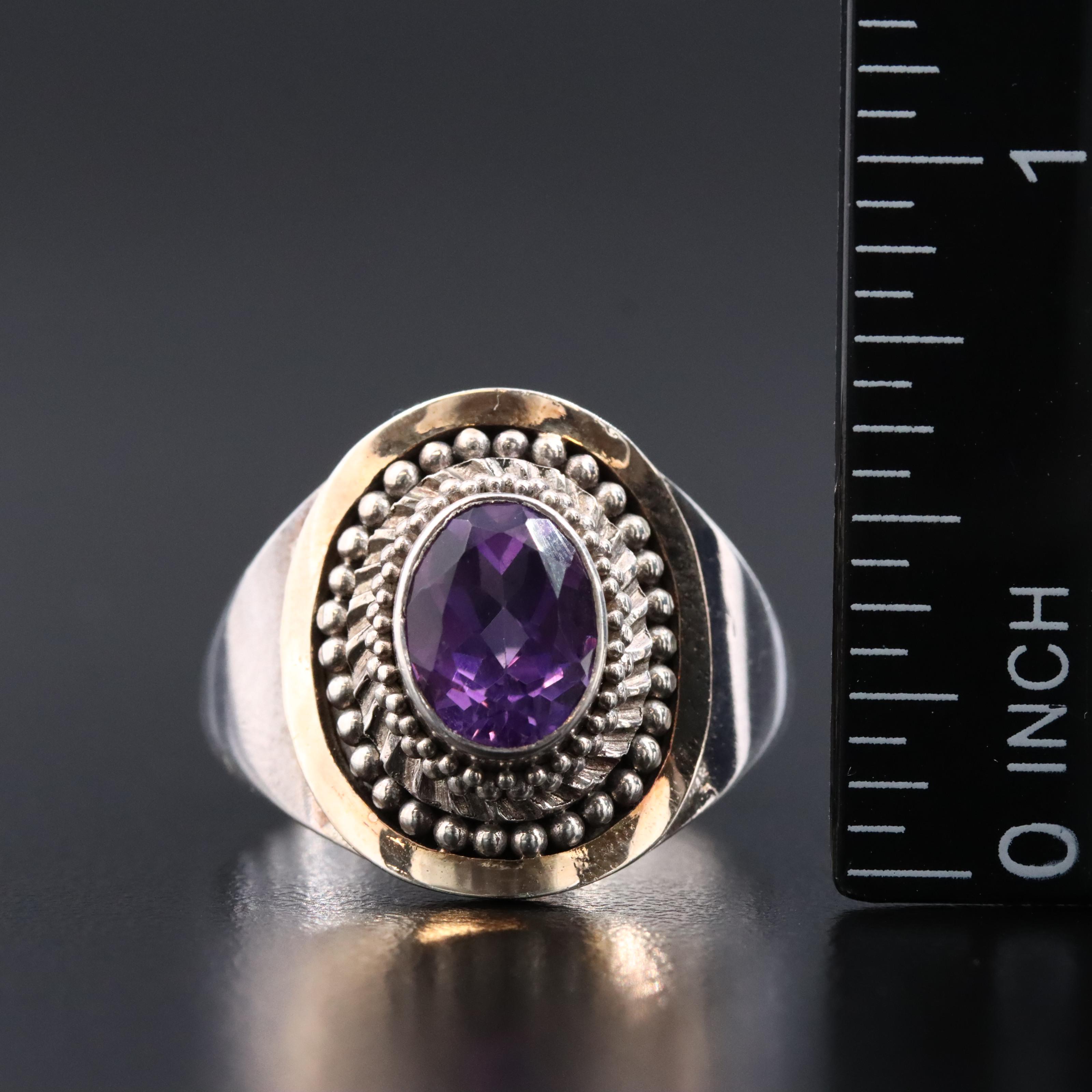 Sterling Amethyst Ring with 18K Accent
