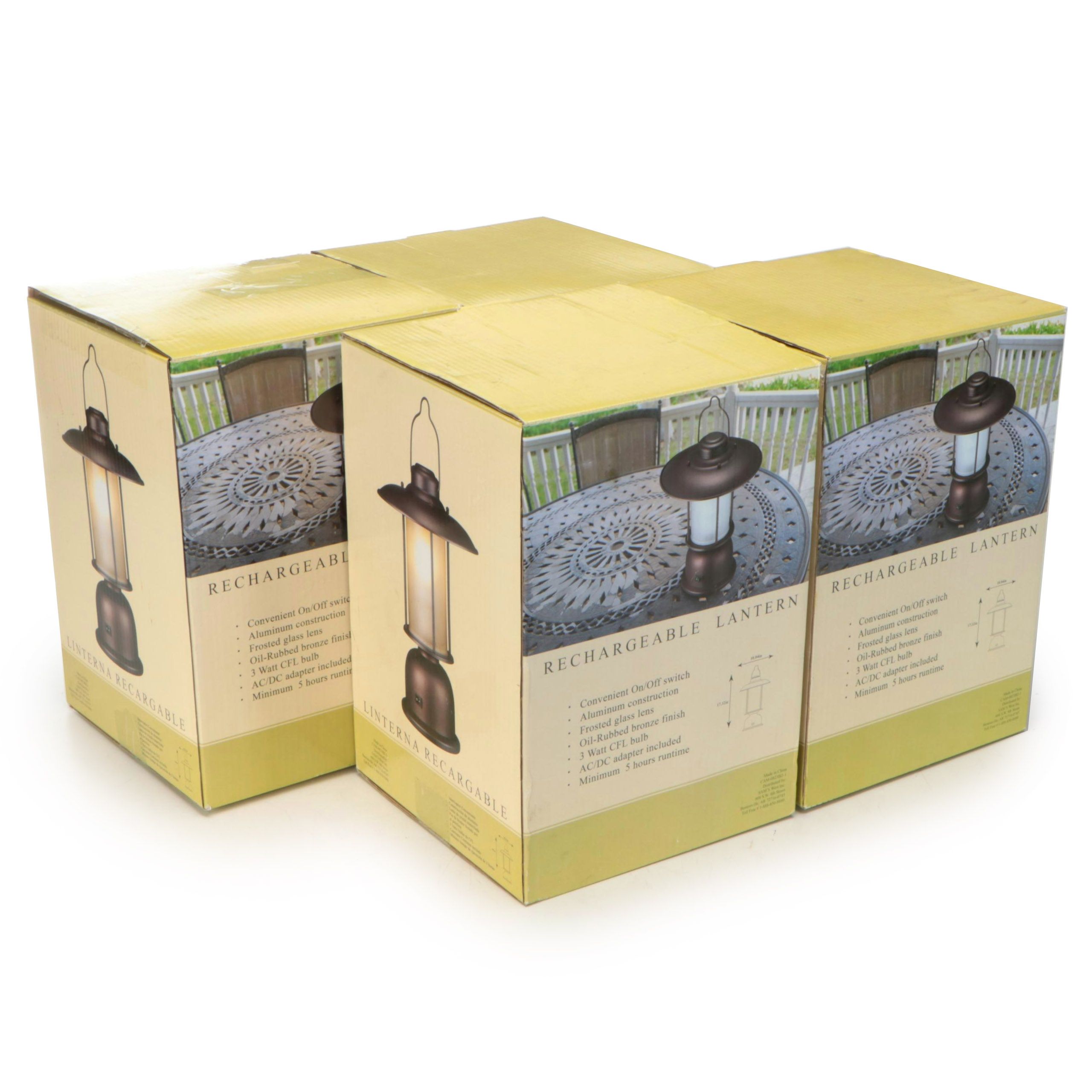 Rubbed Bronze Finish Rechargeable Lanterns