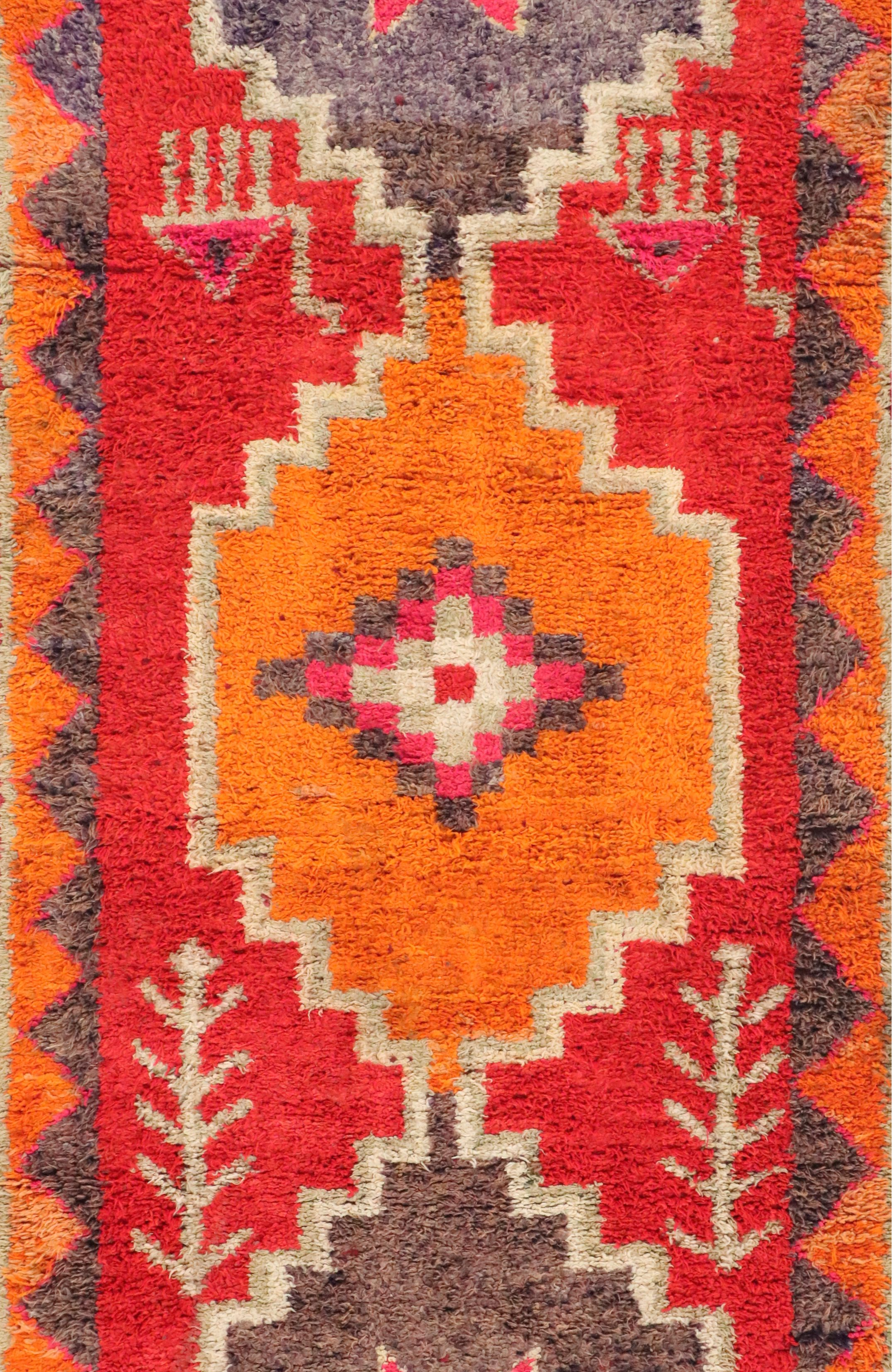 3'7 x 10'7 Hand-Knotted Moroccan Berber Carpet Runner Long Rug