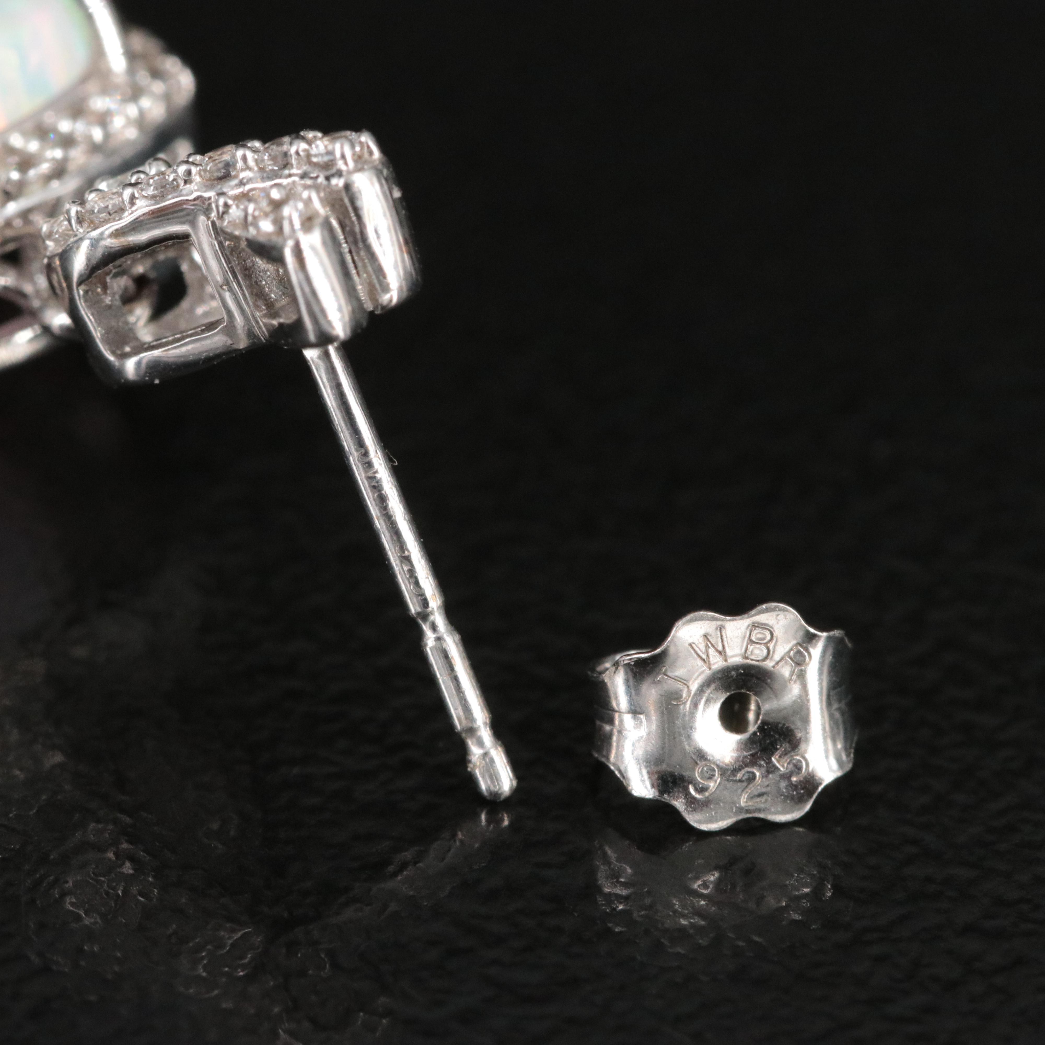 Sterling Opal and White Sapphire Drop Earrings