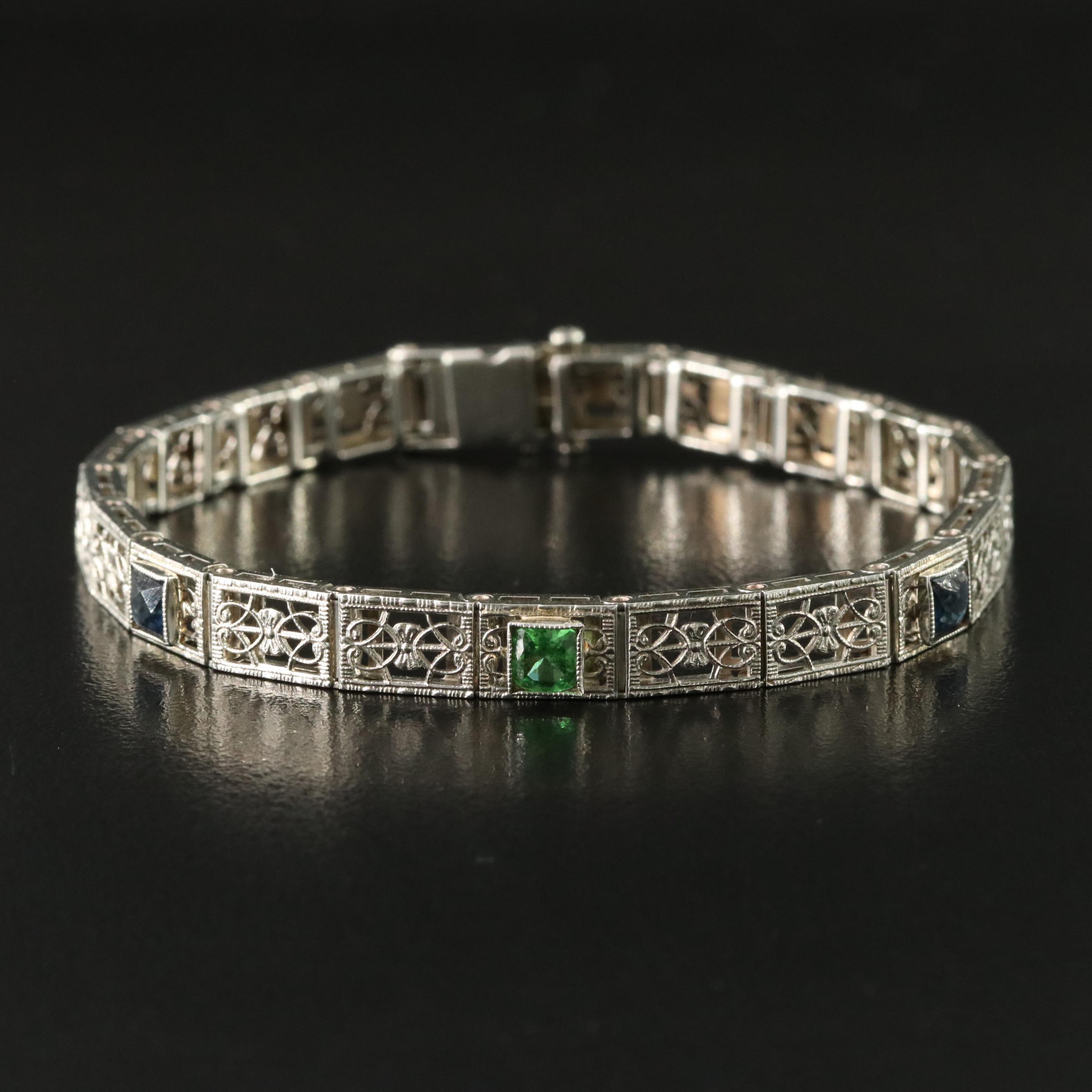 Art Deco 10K Glass Line Bracelet