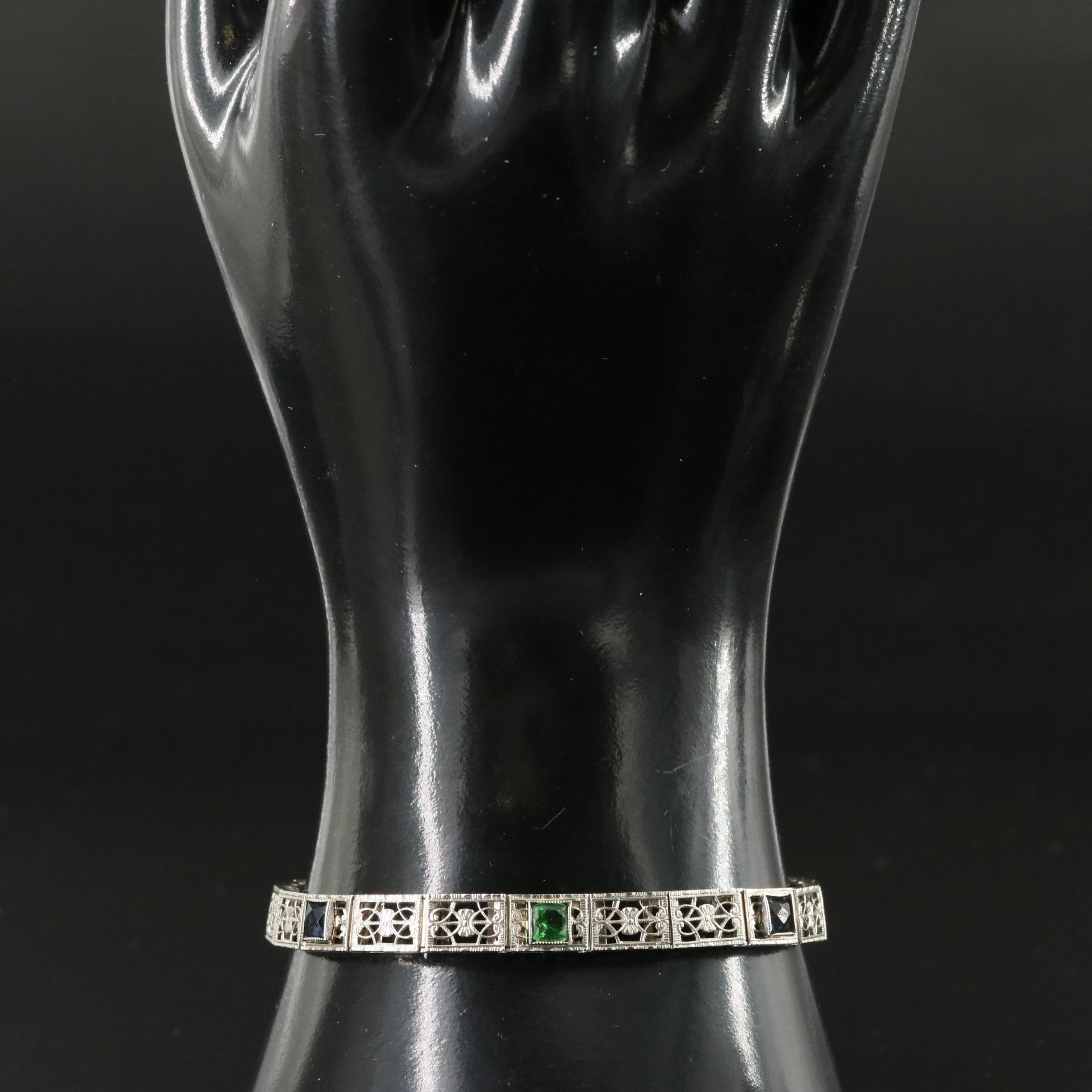 Art Deco 10K Glass Line Bracelet