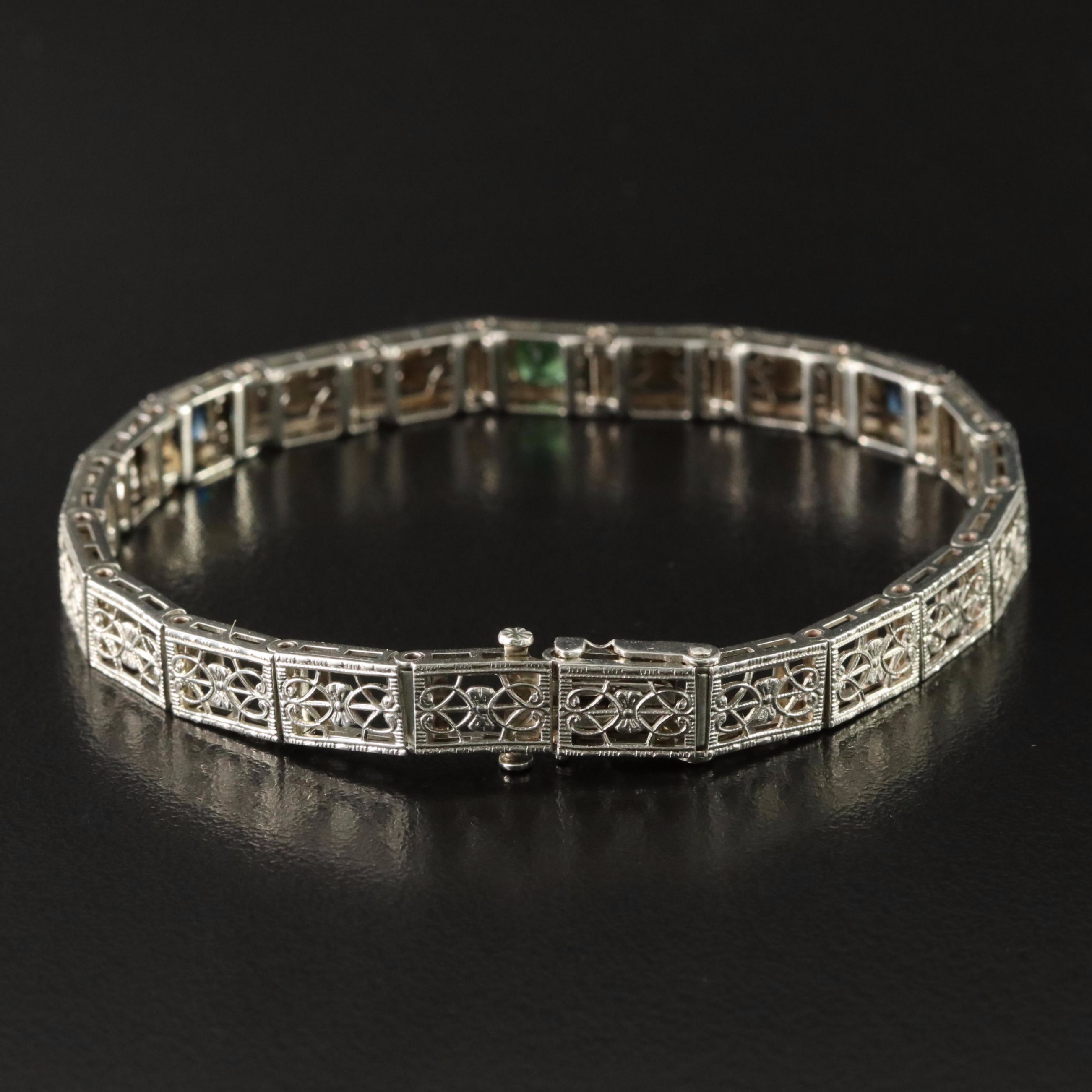 Art Deco 10K Glass Line Bracelet