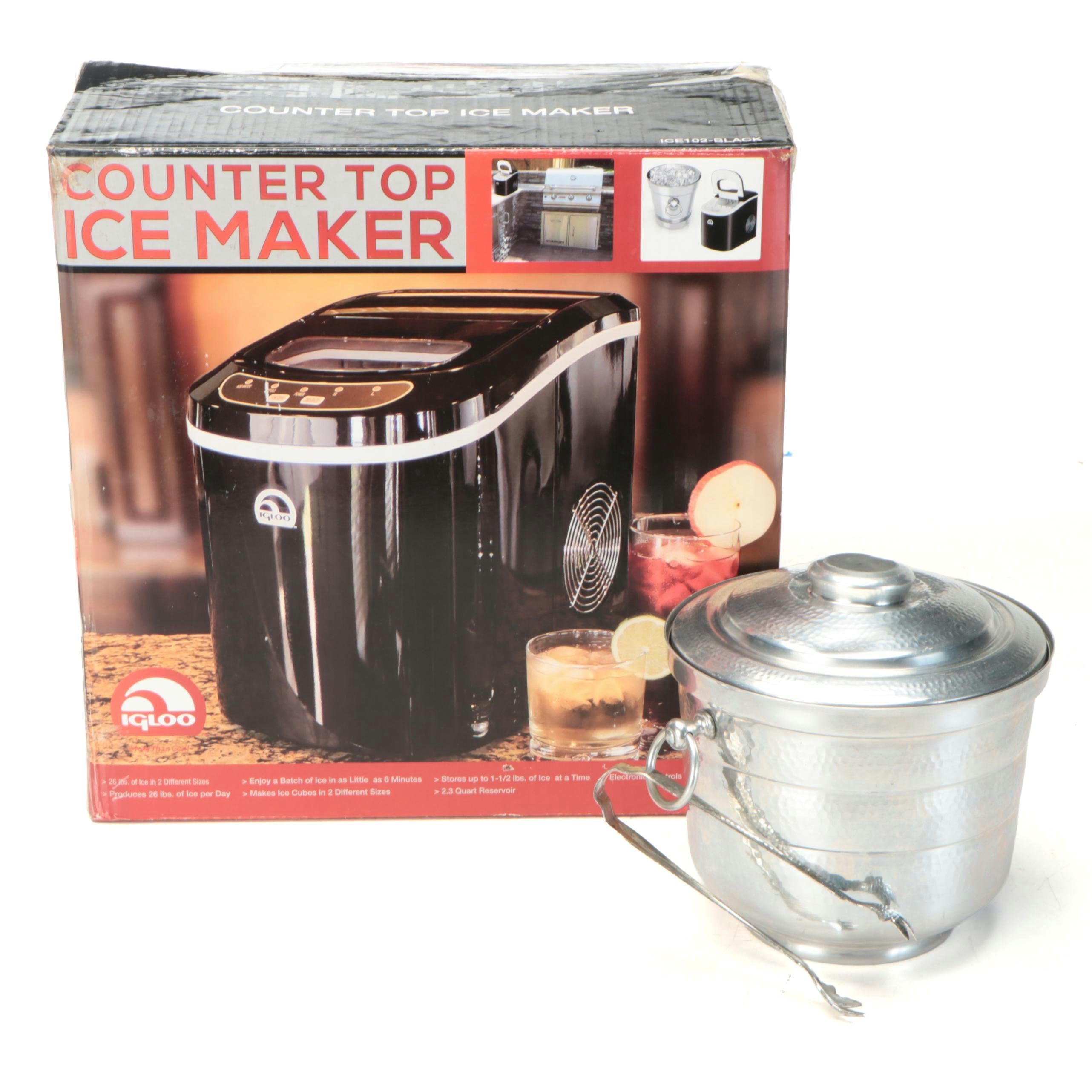 Igloo Counter Top Ice Maker with Gailstyn Metal Ice Bucket