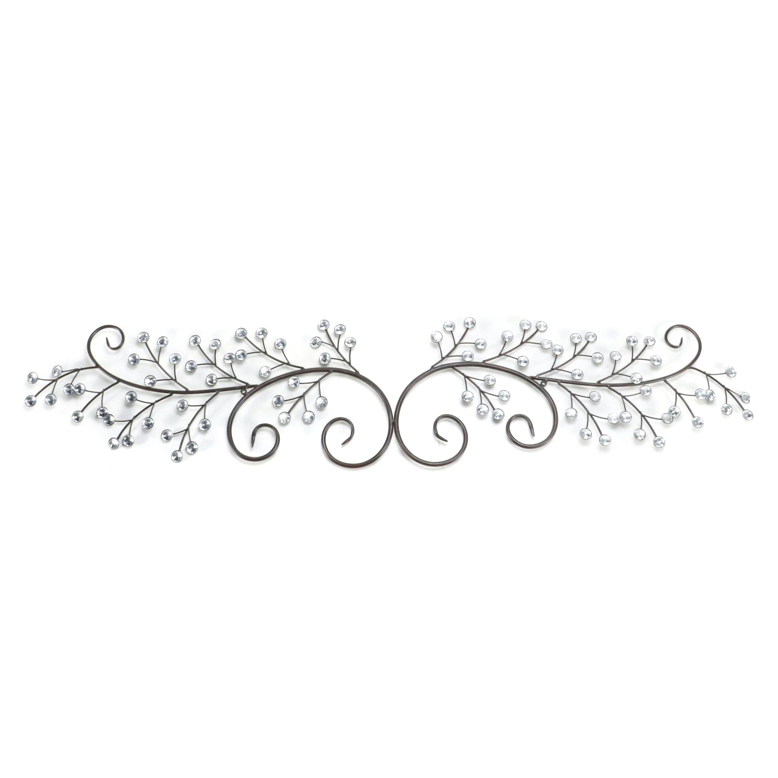 Contemporary Bejeweled Branch Metal Wall Hanging