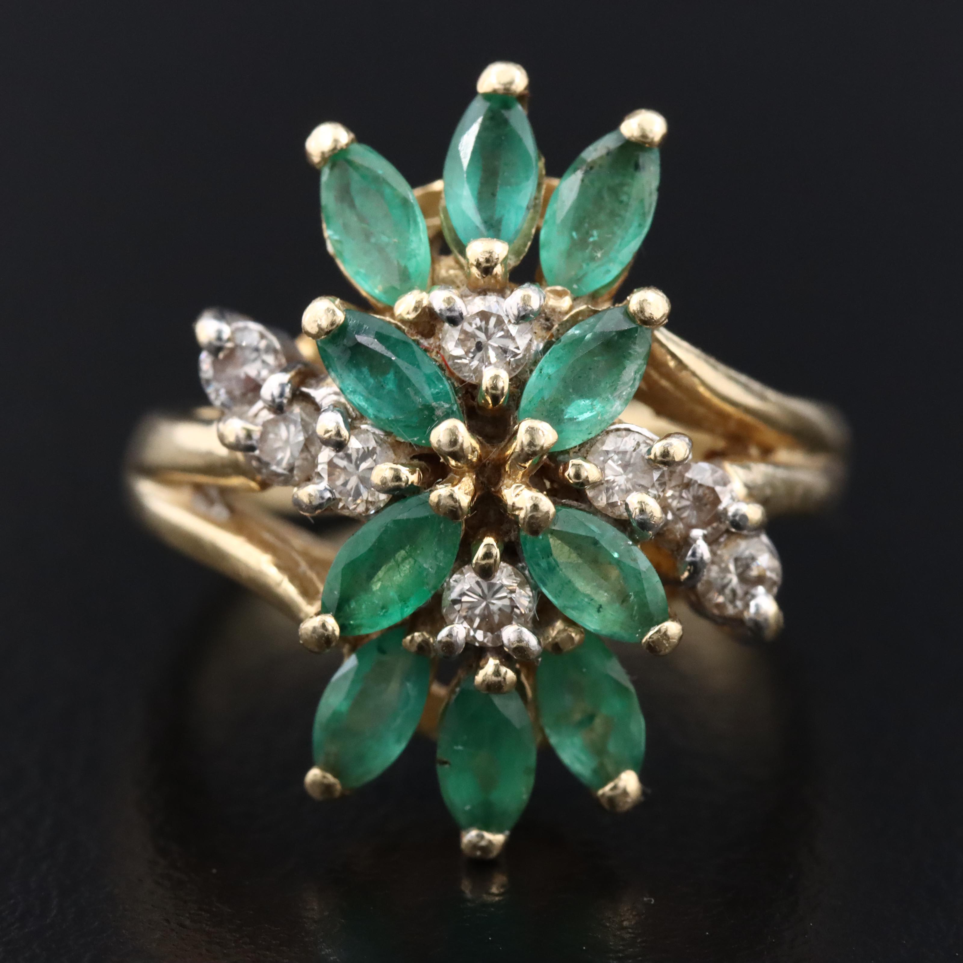 14K Emerald and Diamond Ring
