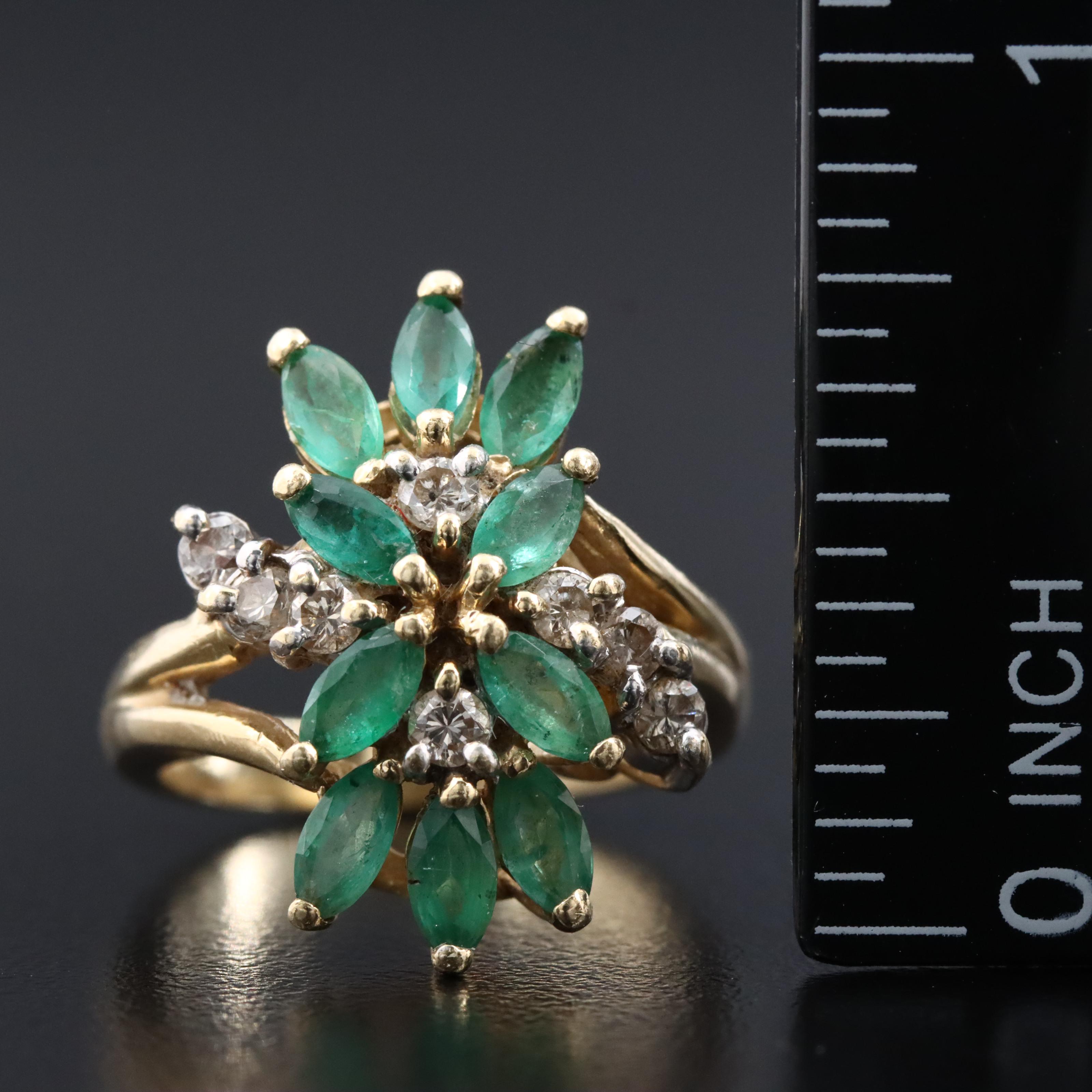 14K Emerald and Diamond Ring