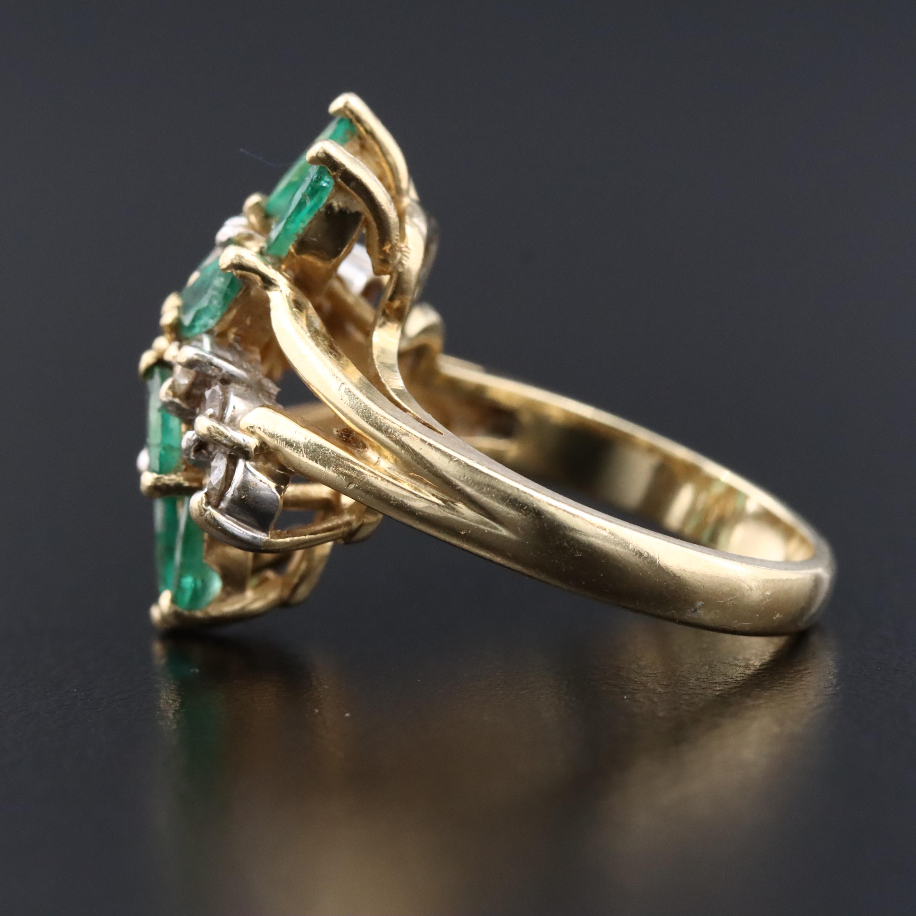 14K Emerald and Diamond Ring