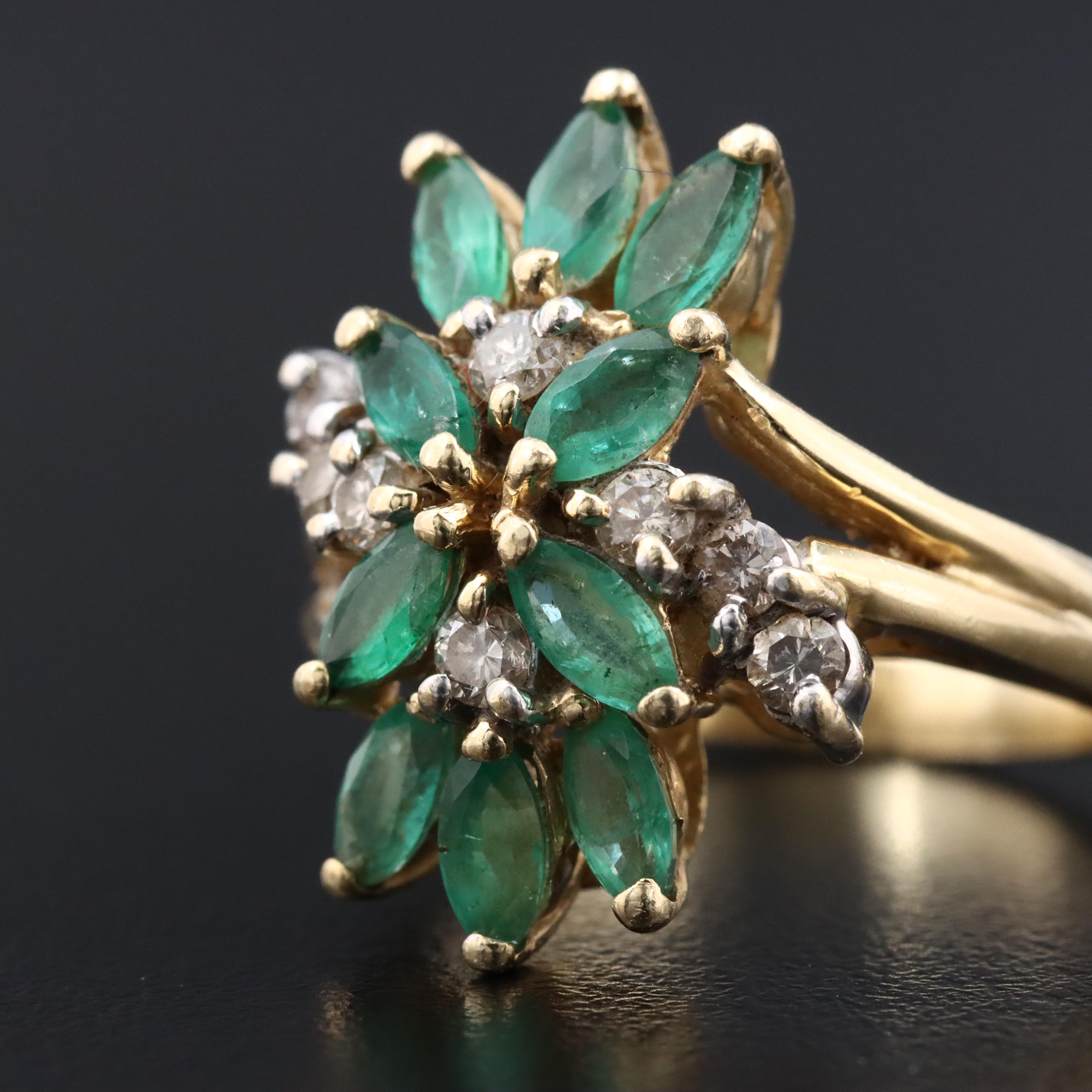 14K Emerald and Diamond Ring
