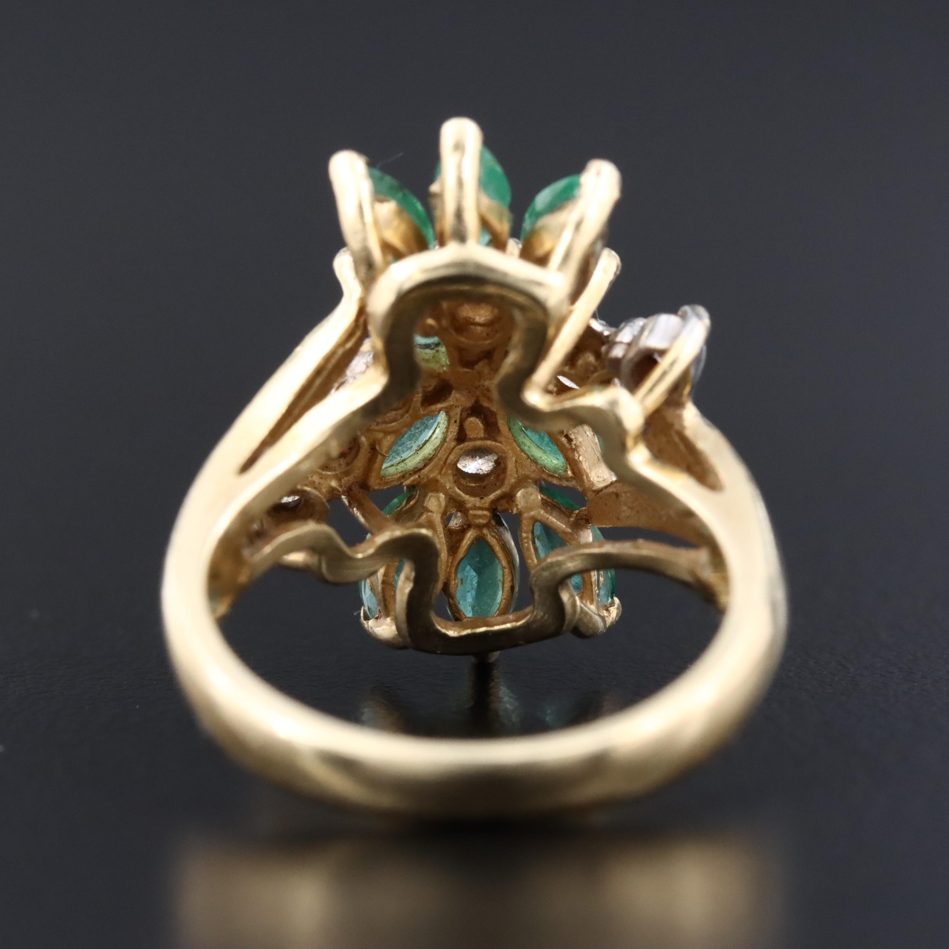 14K Emerald and Diamond Ring