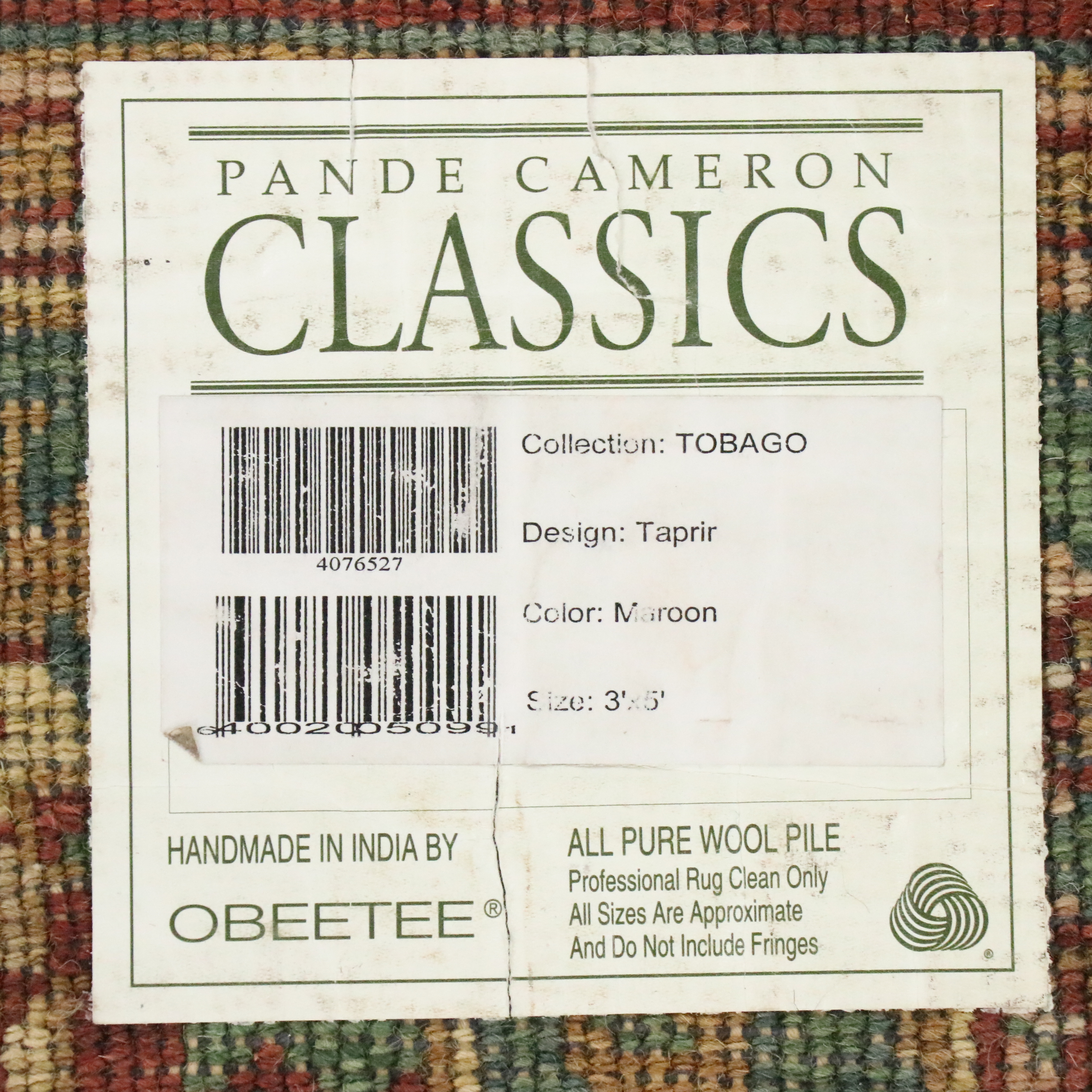 3'x 5'2 Hand-Knotted Indian Pande Cameron for Obeetee Tobago Accent Rug