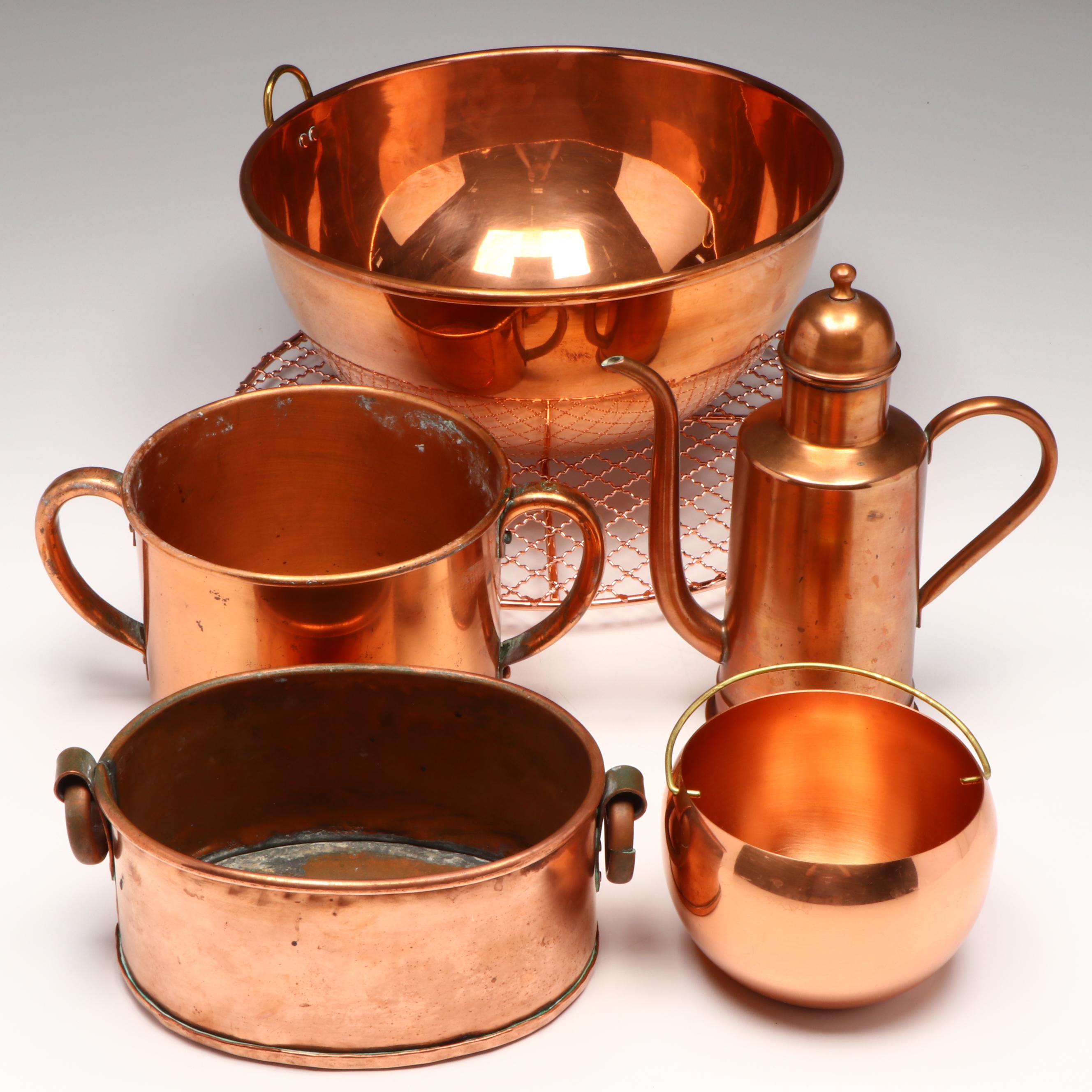 West Bend, Dae Woo with Other Copper Pots, Bowls, Kettle and More