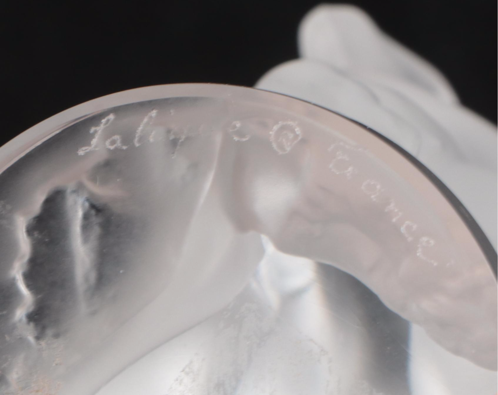 Lalique French Crystal "Deux Tulipes" Vase and Frosted Glass Dryads