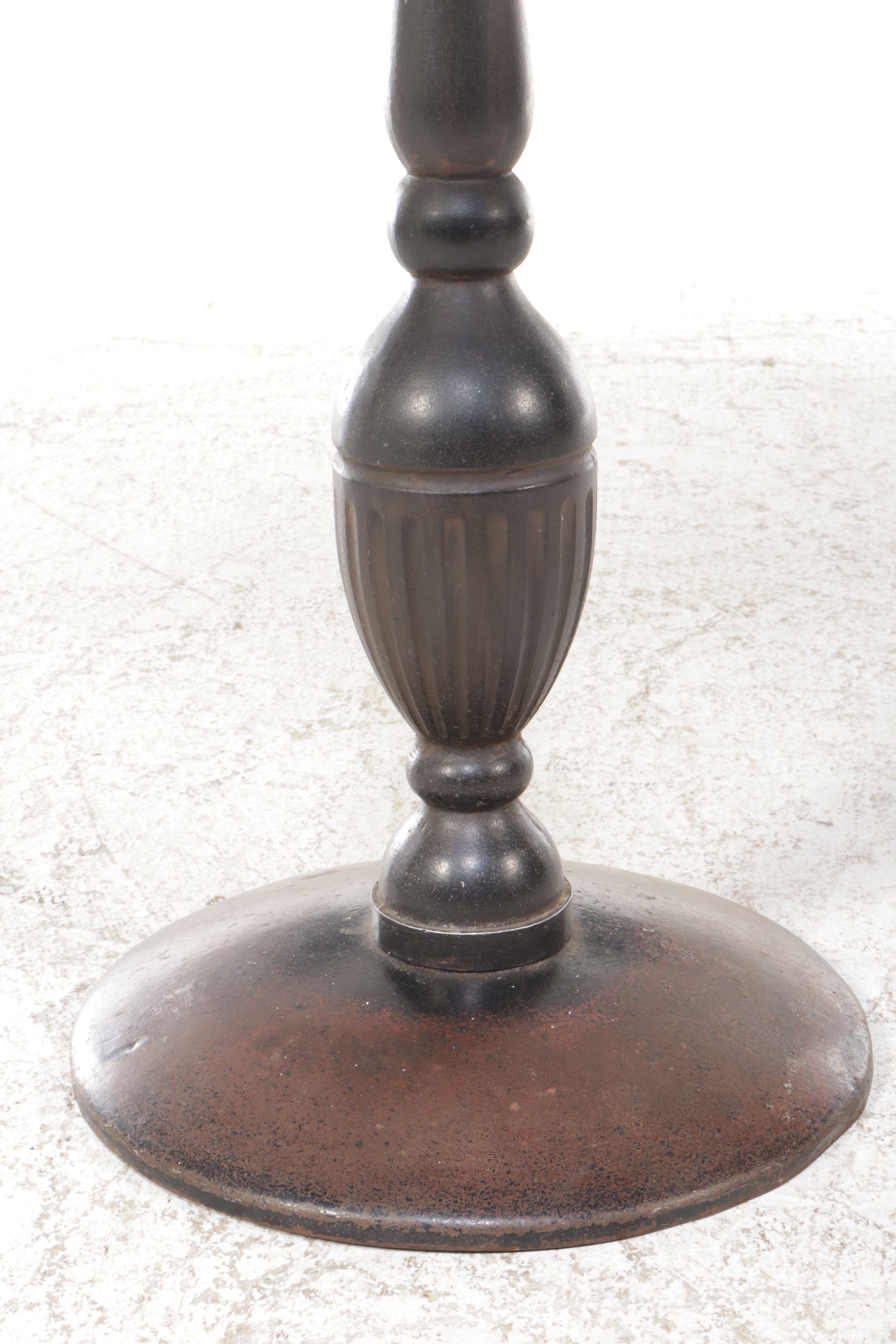 Modern Victorian Style Scrolled Metal Glass Top Pedestal Table