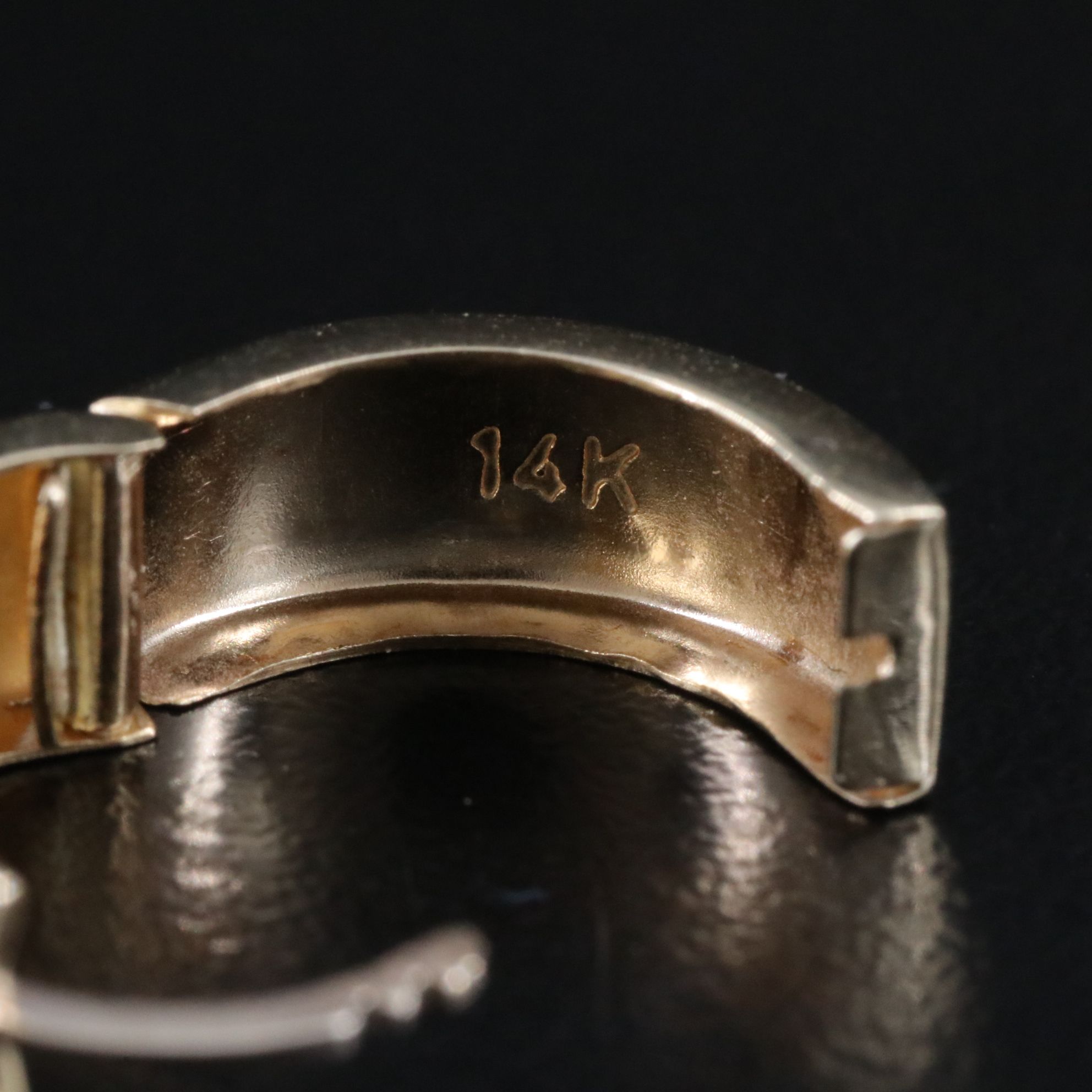 14K Two-Tone Hoops with Diamond-Cut Style Accents