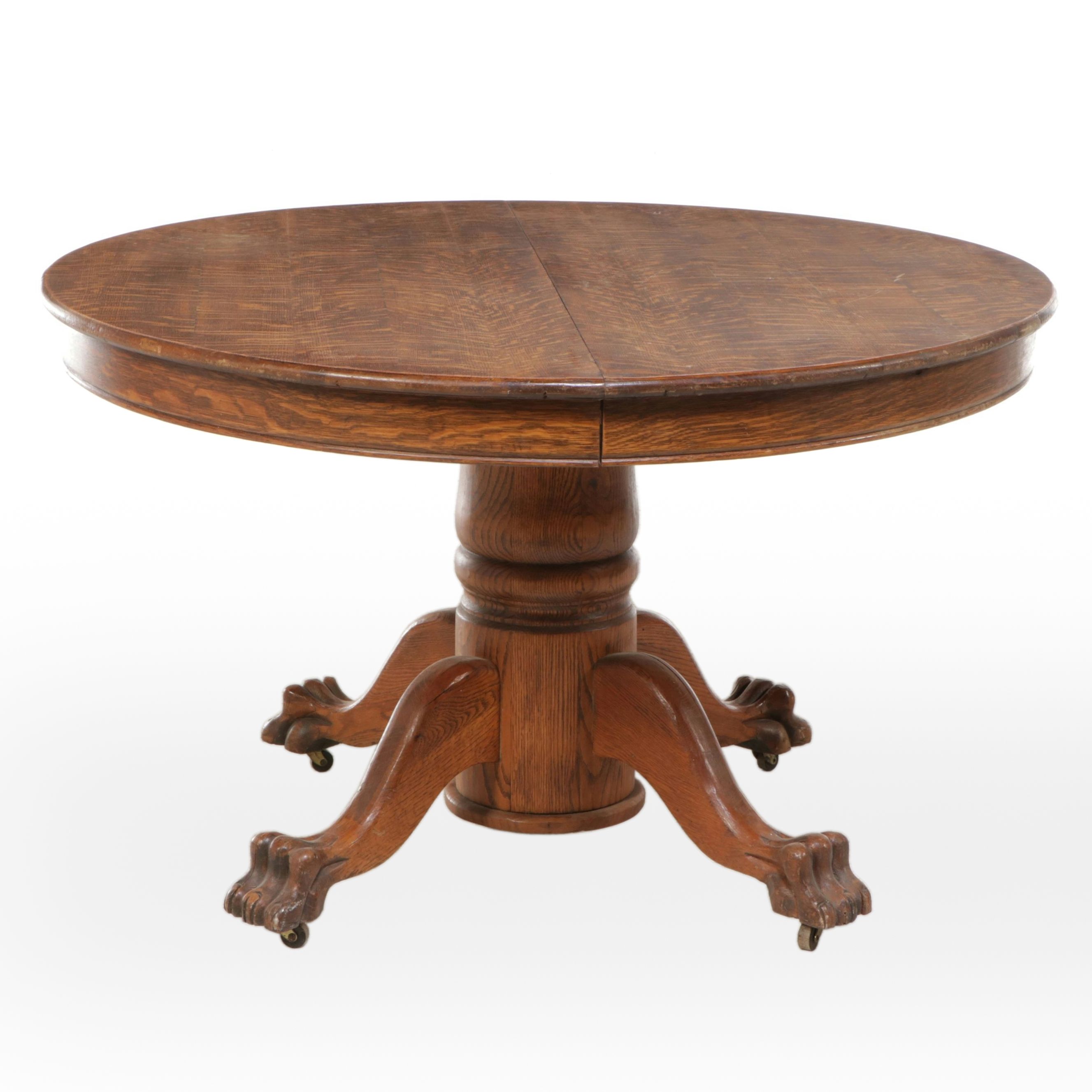 Late Victorian Style Tiger Oak Extending Dining Table, Late 19th to Early 20th C