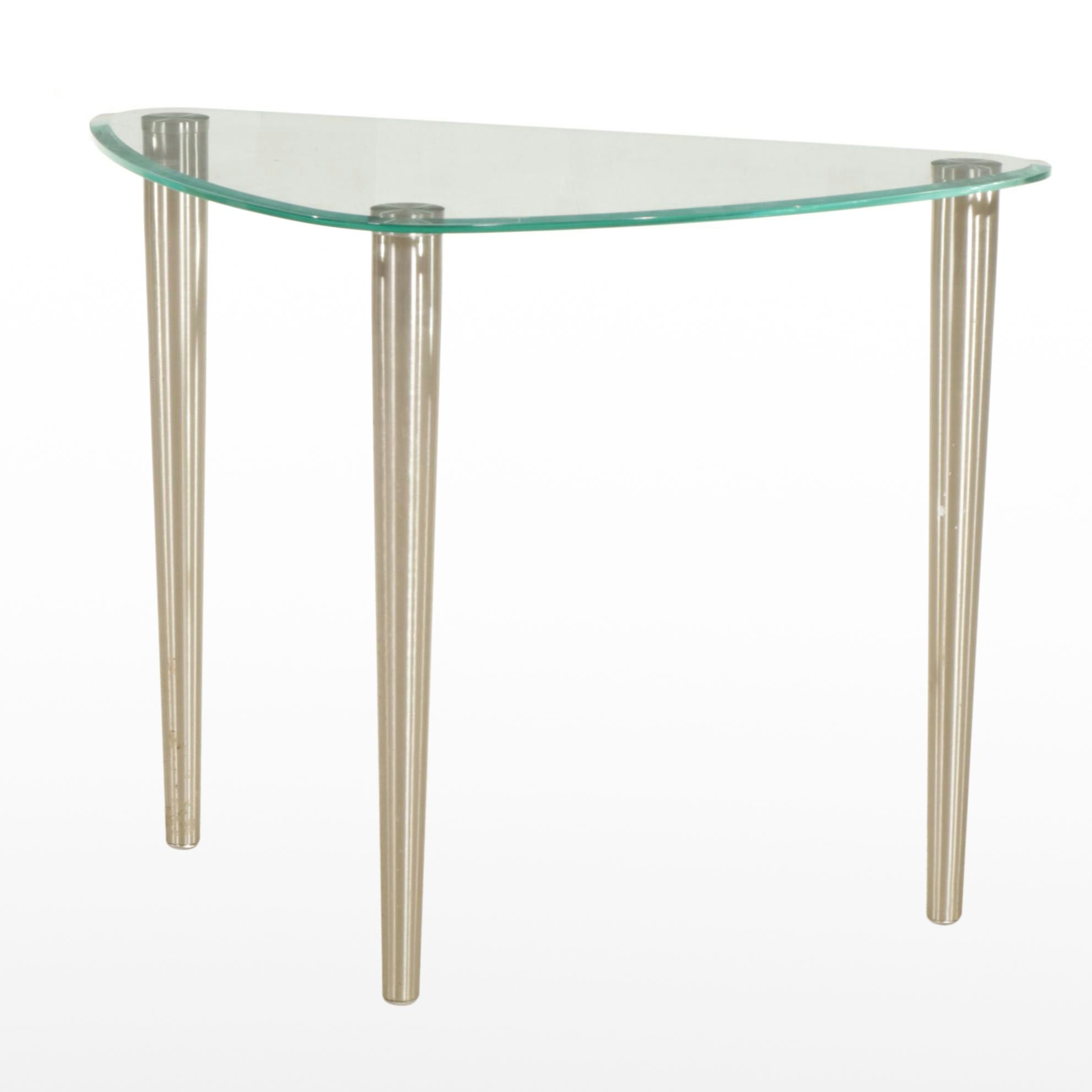 Contemporary Glass-Top Guitar Pick Accent Table