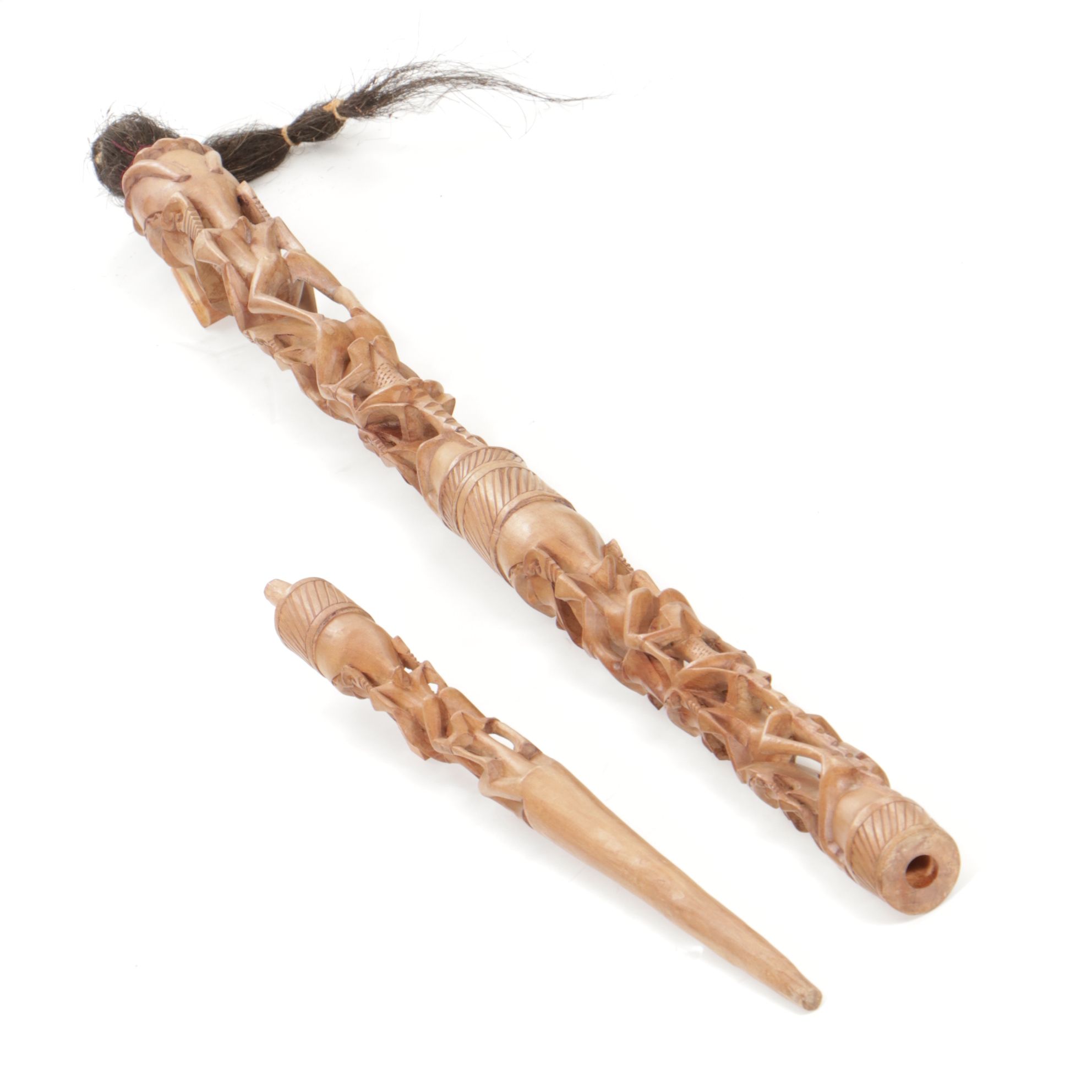 Indonesian Toga Batak Peoples Shaman Stick "Tunggal Panaluan" with Horse Hair